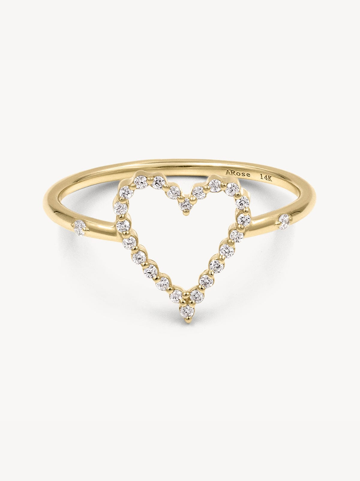 Exquisite Diamond Heart Ring for Women - 14K Gold Plated Elegant Jewelry Gift for Valentine's Day, Anniversary & Romantic Occasions