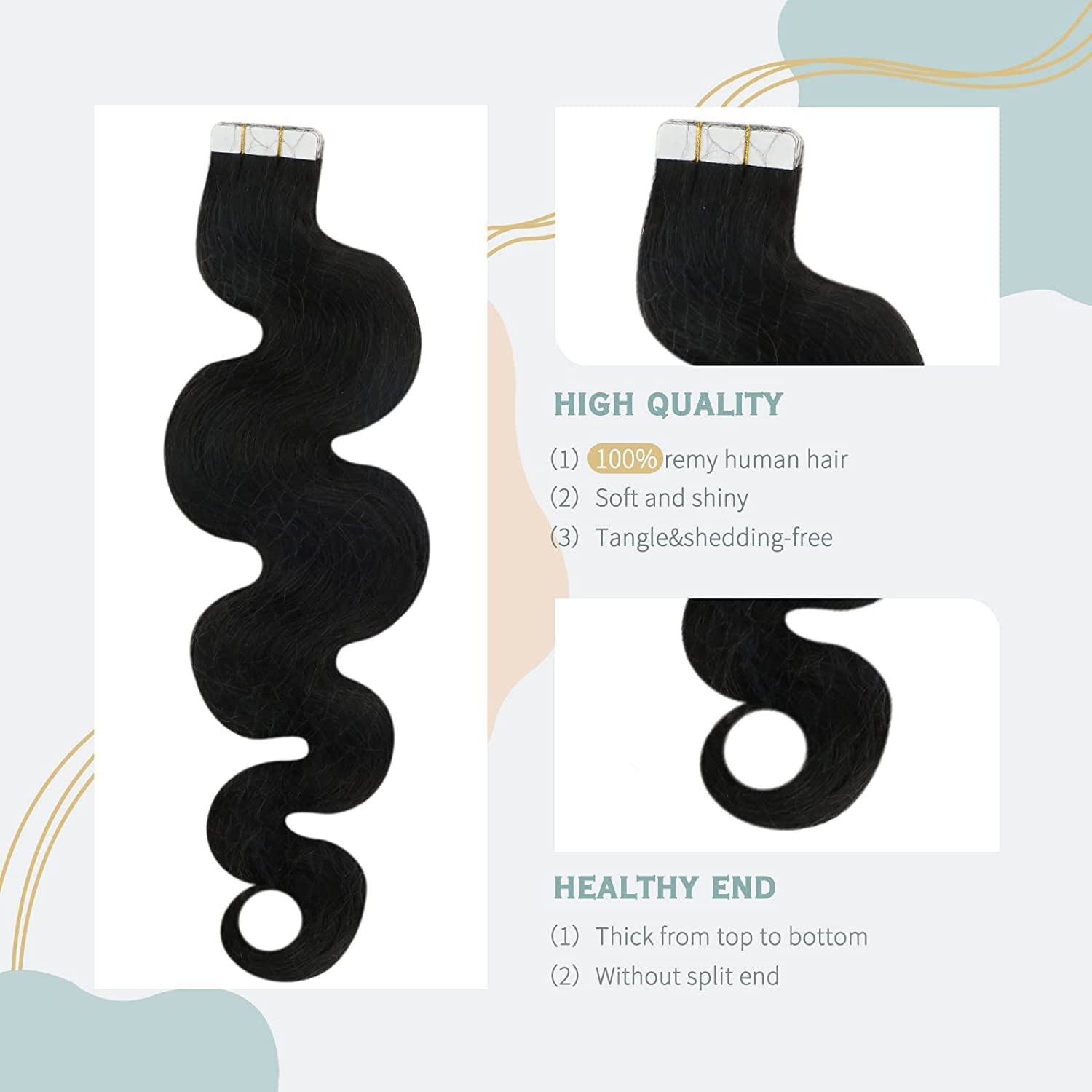 30 Inch Tape in Hair Extensions - 40pcs Body Wave Human Hair Weft - 100g Seamless Clip-in Extensions (Darkest Brown) for Volume & Length - Perfect for Parties, Weddings & Daily Styling