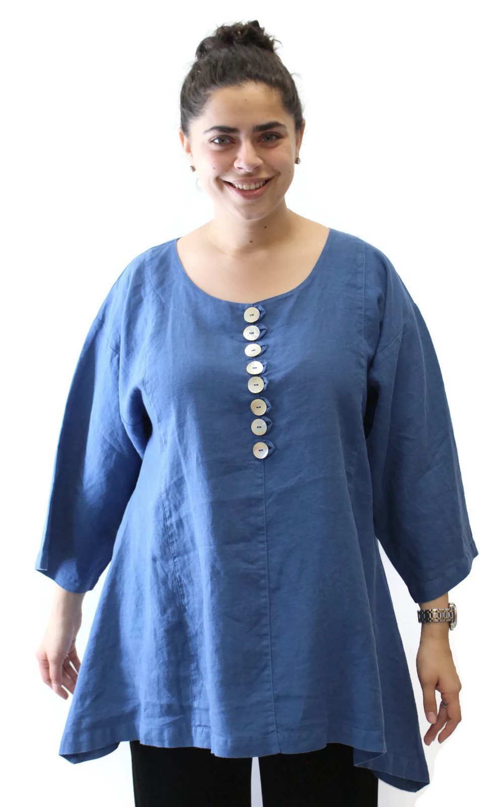 Mosaic USA Women's Linen Tunic Top - Relaxed Fit Button Down Shirt for Casual Wear & Summer Outfits | Breathable & Stylish Blouse for Work, Travel & Everyday Comfort
