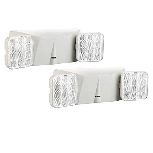 EXITLUX 2 Pack UL Listed LED Emergency Exit Sign with Battery Backup - Adjustable Square 2 LED Head, Wall Mount, Hardwired 120-277V, Fire Resistant - Ideal for Offices, Schools, Hospitals & Commercial Buildings