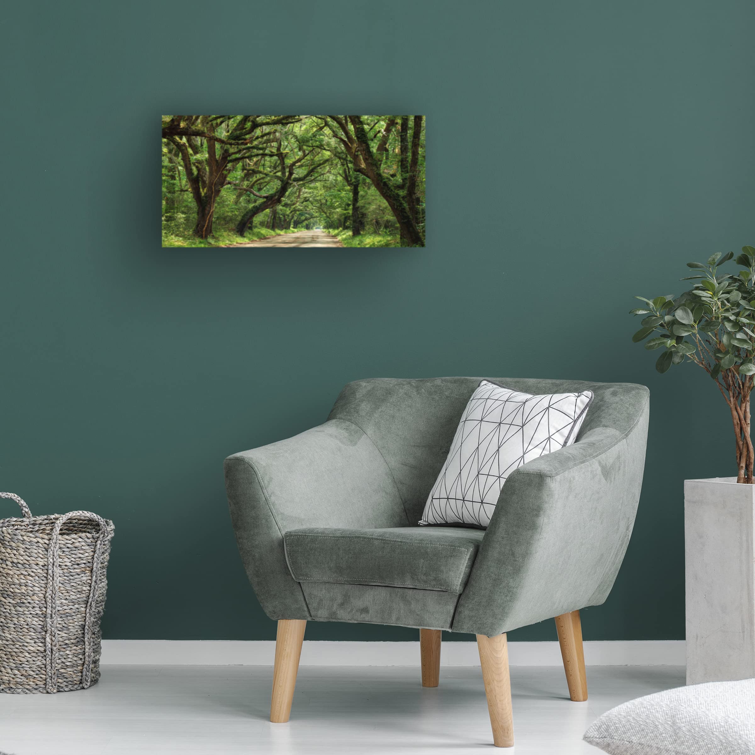 James McLoughlin 'Canopy Road Panorama IV' Canvas Wall Art Print - 16x32 Inches - Nature Landscape Painting for Living Room, Bedroom & Office Decor