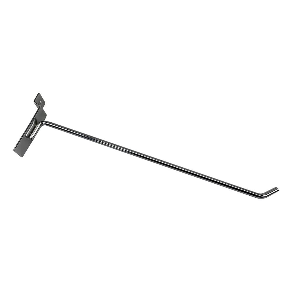 Prolinemax 24-Piece 12-Inch Chrome Slatwall Hooks - Heavy Duty Metal Wire Hangers for Retail Display & Store Organization - Perfect for Clothing, Accessories, and Home Decor Storage