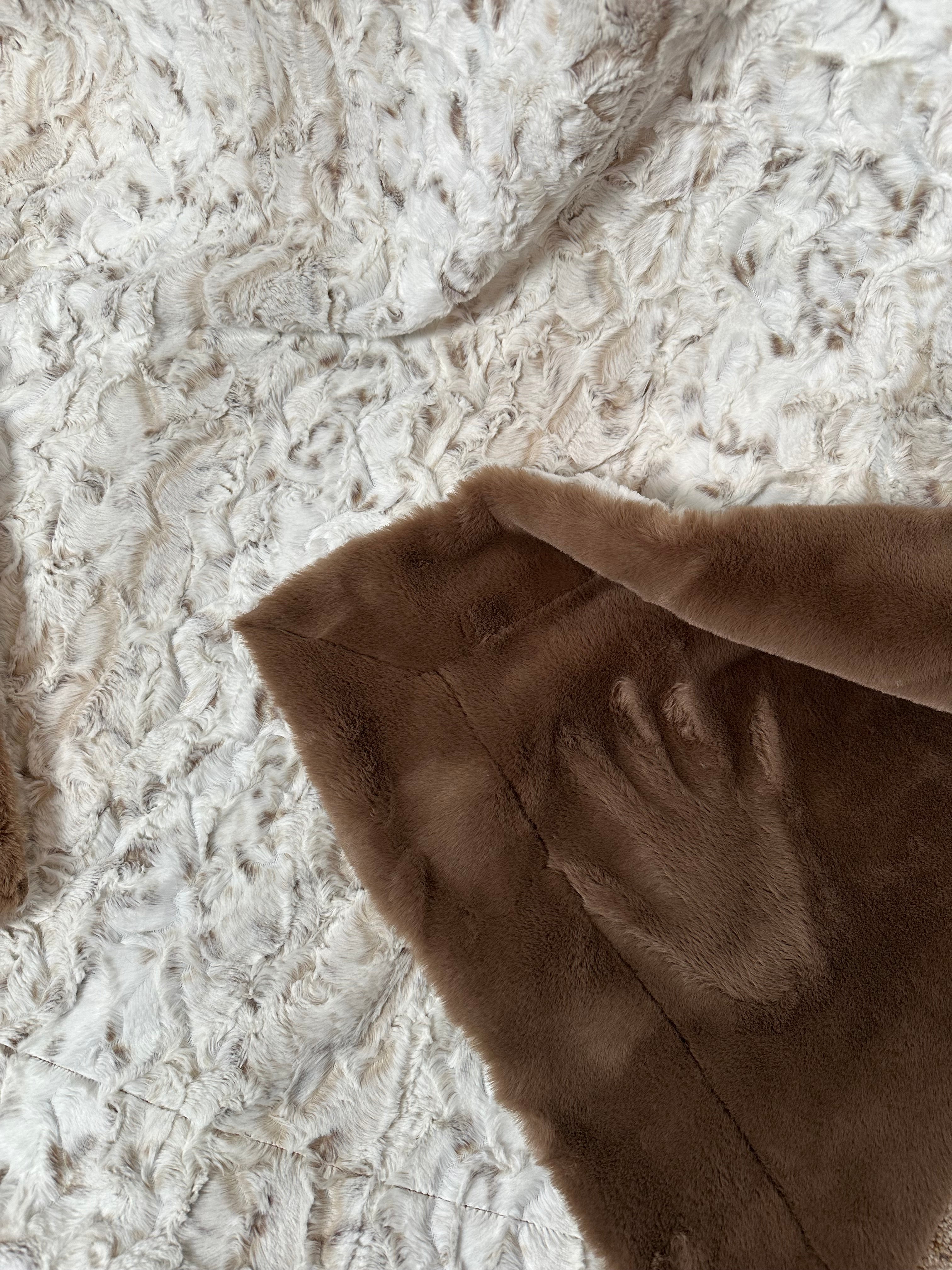 Premium Snowy Owl & Encore Truffle Pattern Double Luxe X-Wide XL 60x86 Inch 25mm Minky Plush Blanket - Ultra Soft Throw for Bed, Couch & Nursery Decor