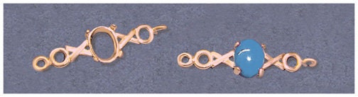 Solid Sterling Silver or 14K Gold Xs and Os Bracelet Link for 7x5mm & 10x8mm Oval Cabochon Stones - DIY Custom Jewelry Making - Perfect for Handmade Bracelets, Gifts & Special Occasions