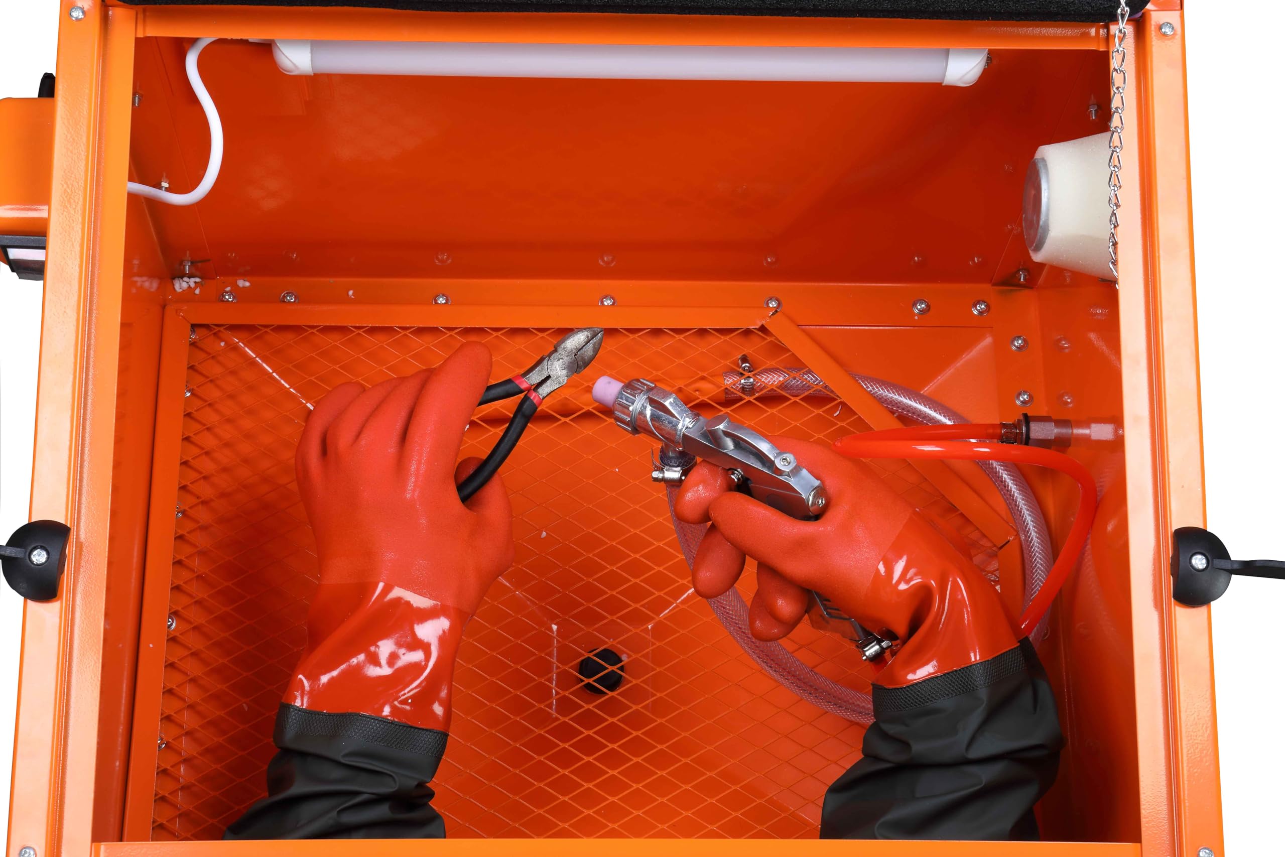 AutoForever 25 Gallon Bench Top Portable Sand Blaster Cabinet Kit - 40-80PSI, 5CFM Power Sandblaster with 15.75 x 11.6