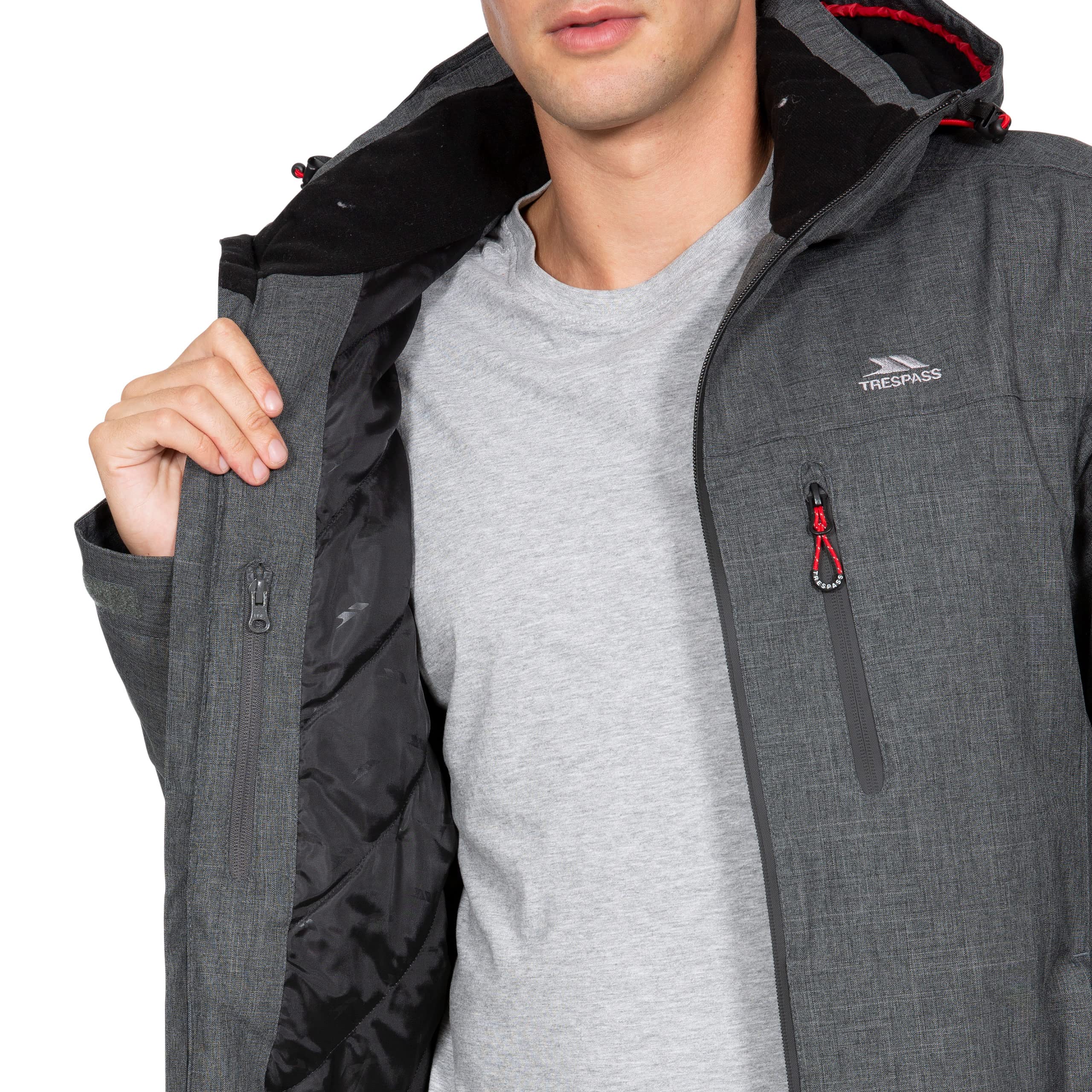Fyfinn Men's Padded Waterproof Winter Jacket - Insulated Windproof Coat for Outdoor Activities, Hiking & Camping - Dark Grey XXXL