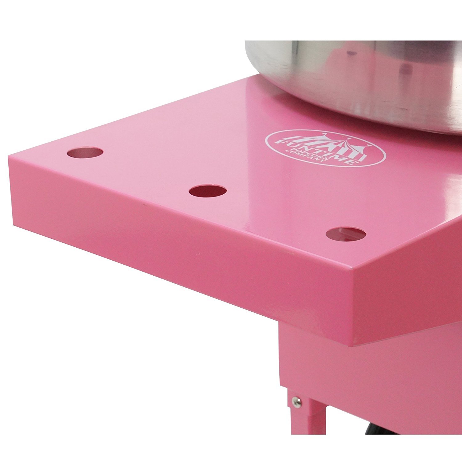 Funtime FT1000CCK-P Pink Cotton Candy Machine with Wheels - Commercial Candy Floss Maker for Parties, Events, and Carnival Use - Portable Mobile Cart for Home & Business