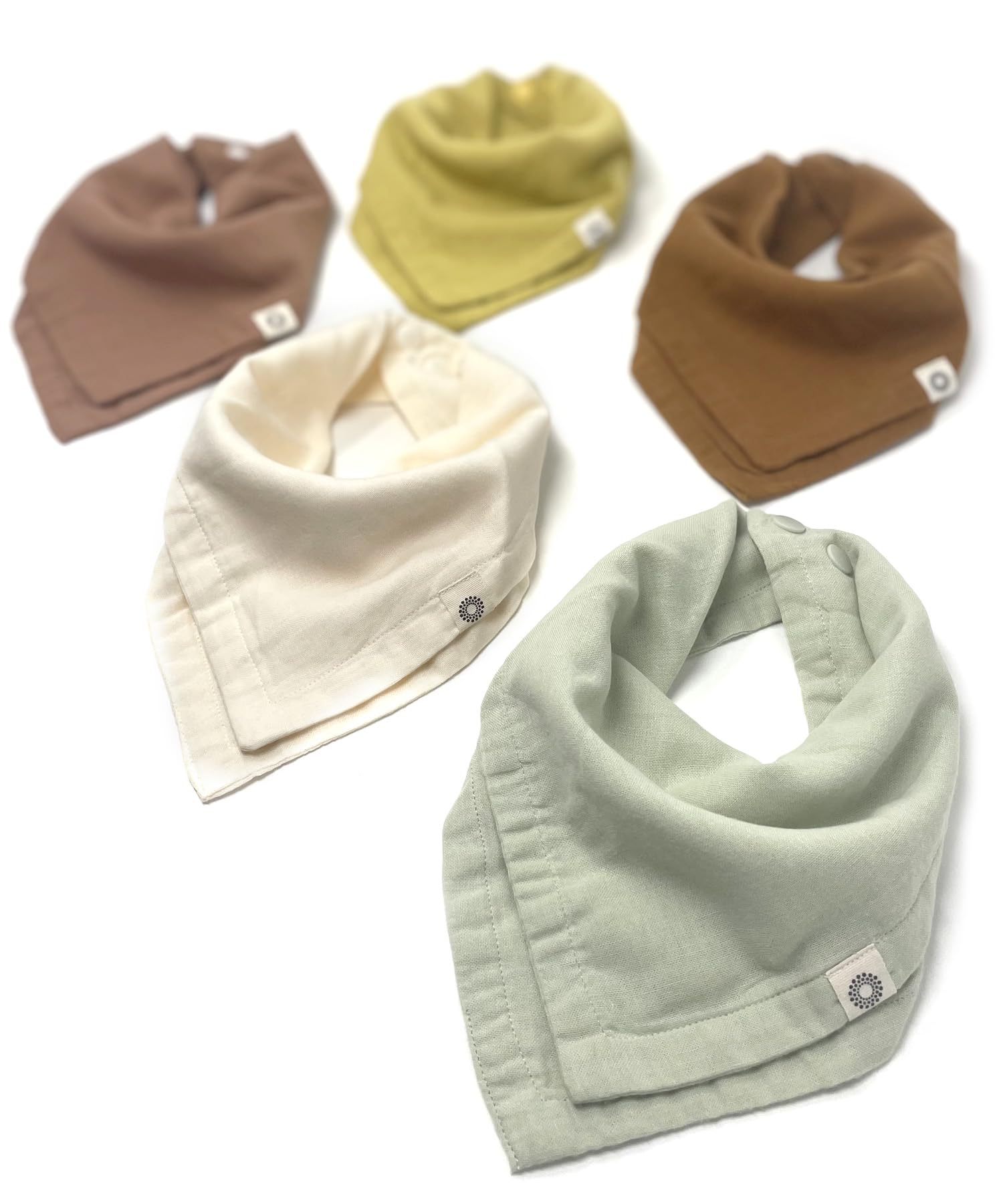 Kishu Baby Indi GOTS Certified Organic Muslin Baby Bandana Bibs 5 Pack - 4-Way Reversible Drool Bibs for Newborns & Toddlers - Soft & Absorbent for Feeding, Teething, and Everyday Use