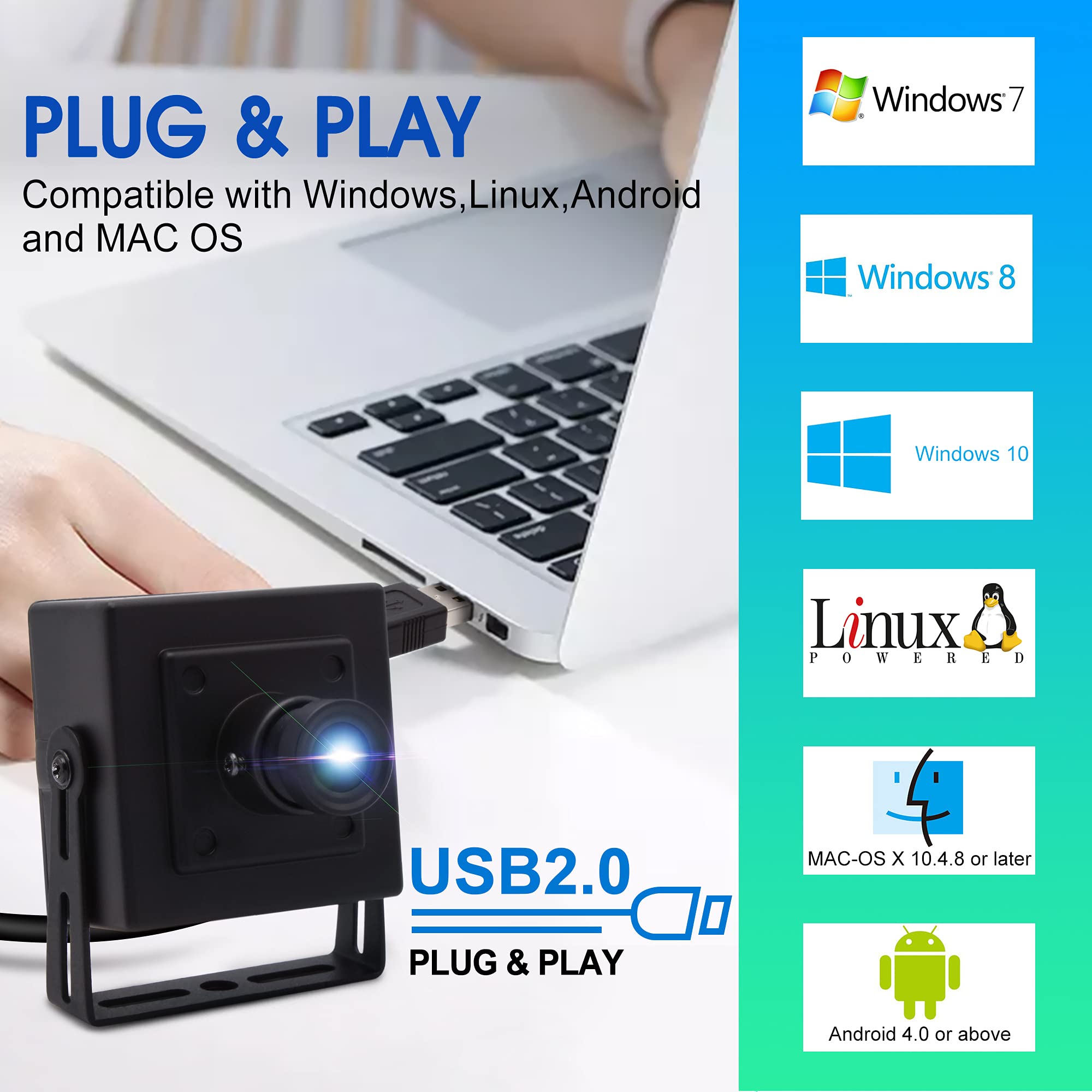 4K Ultra HD Webcam 2160P with IMX317 Sensor - Plug & Play USB Camera for Streaming, Video Calls & Conferencing (30 FPS) - Compatible with Windows, Mac, Linux PCs & Laptops - Perfect for Home Office, Remote Work, Zoom Meetings & Online Classes