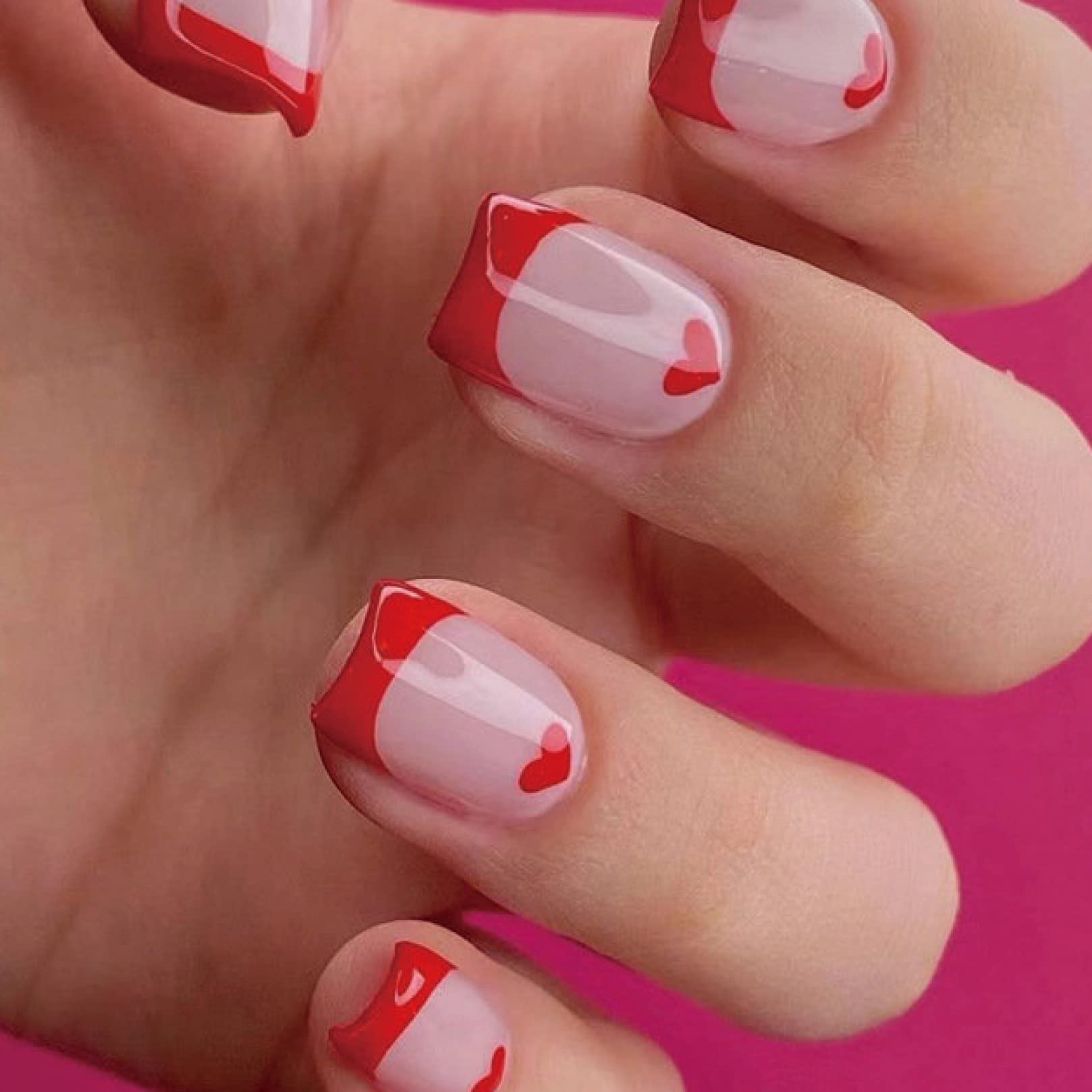 24pcs Short Fake Nails - Press On Nails with Glue, Full Cover Artificial Nails, Waterproof & Removable False Nail Set for Manicure, Nail Art Supplies - Perfect for Parties, Weddings & Daily Wear