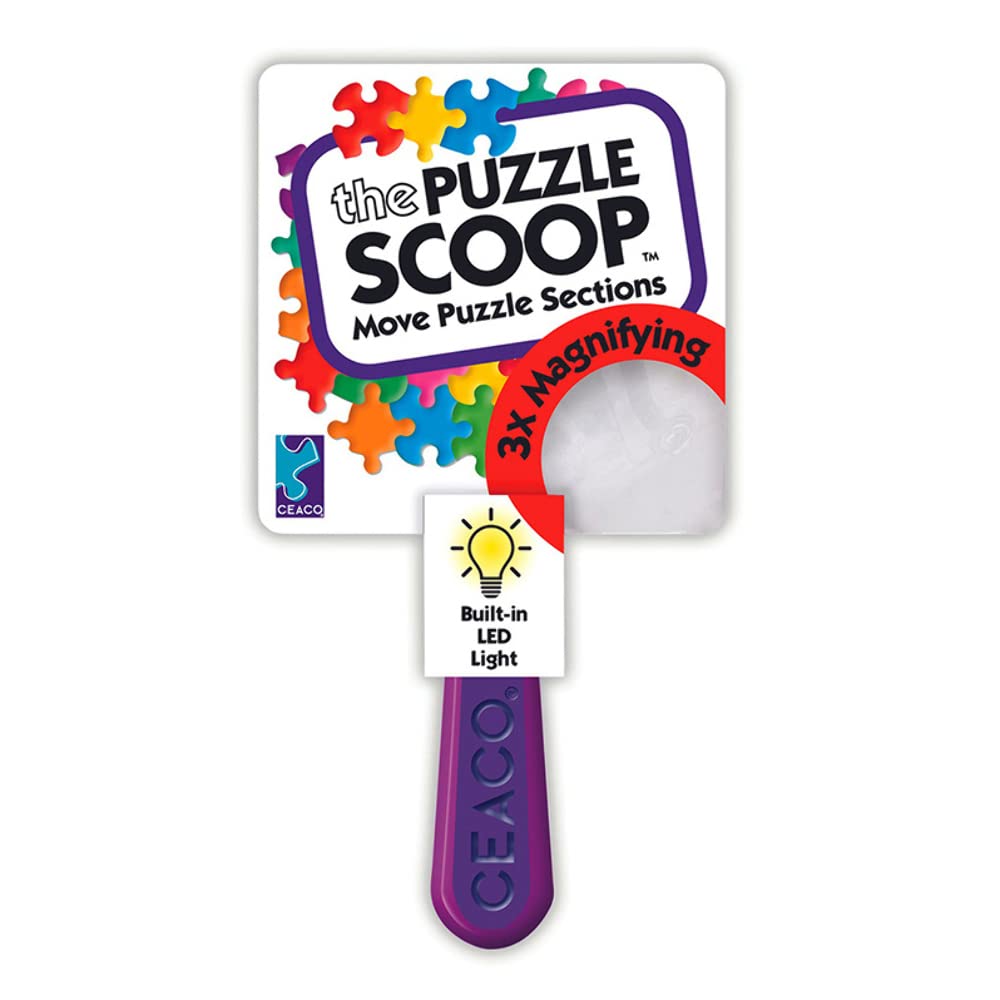Ceaco The Puzzle Scoop - 4-in-1 Puzzle Accessory with Lift, Move, Light & Magnify Features for Jigsaw Puzzles | Perfect for Puzzle Enthusiasts, Family Game Nights & Craft Projects