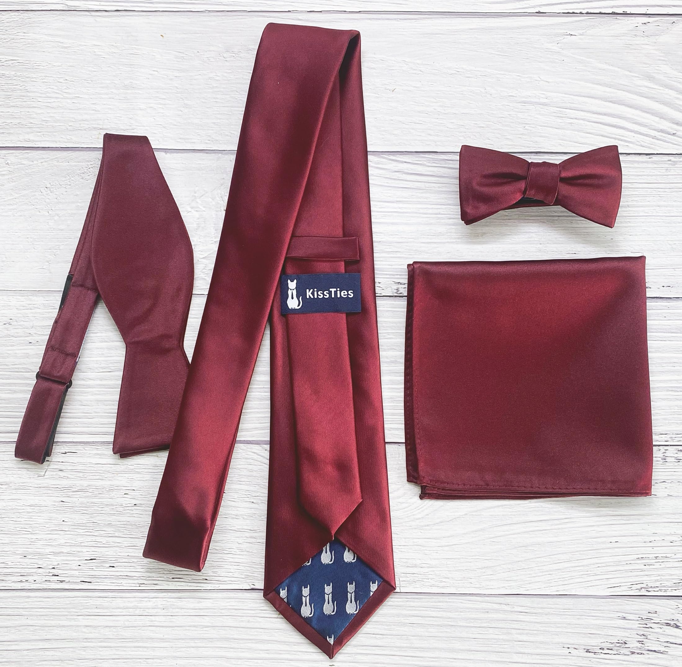 KissTies Boys Satin Necktie for Teens - Formal Tie with Gift Box - Perfect for School Dances, Weddings & Special Occasions