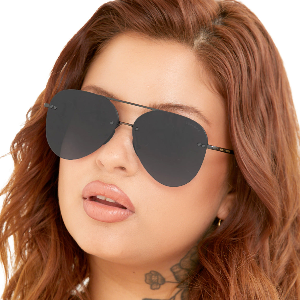 Smaller Megan 2 Jet Black Tangle-Free Aviator Sunglasses for Women - UV Protection Polarized Lenses for Driving, Travel & Outdoor Activities