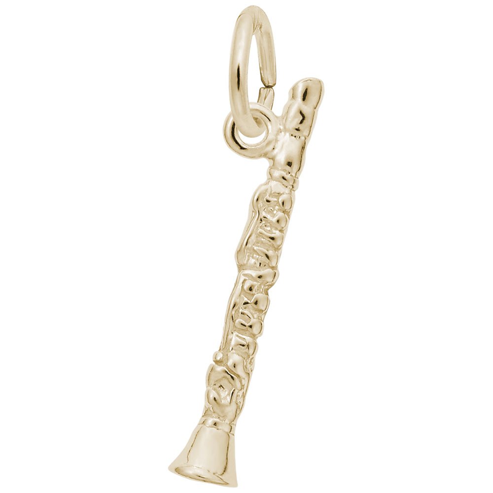 10k Yellow Gold Clarinet Charm Pendant - Elegant Musical Instrument Jewelry for Bracelets & Necklaces - Perfect Gift for Musicians & Music Lovers