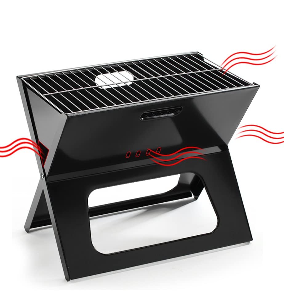 Portable Charcoal Grill - Folding Stainless Steel BBQ Smoker Grill for Outdoor Cooking, Picnics, Camping & Backyard Parties | Compact Tabletop Design for Garden, Terrace & Travel Use