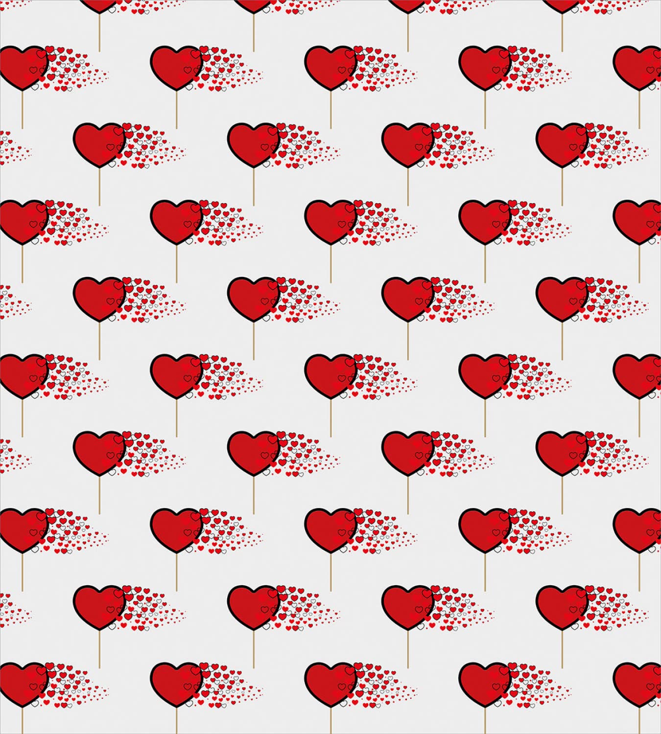 Ambesonne Valentine's Day Duvet Cover Set - Abstract Hearts & Lollipops Romantic Design, Twin Size 2-Piece Bedding Set with 2 Pillowcases, Vermilion Pearl - Perfect for Couples' Bedrooms & Romantic Gift Ideas