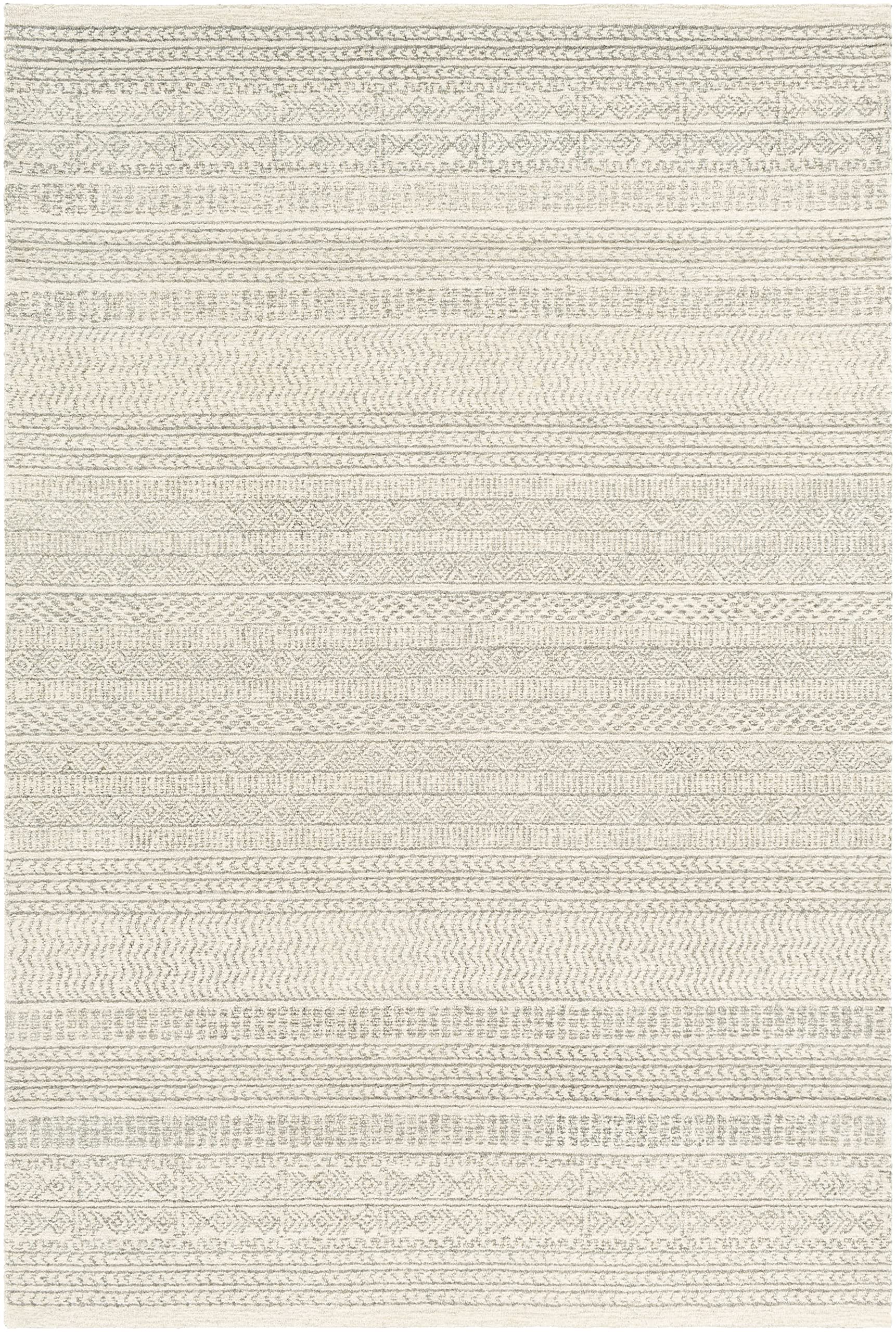 Premium 6x9 Wool Area Rug in Medium Gray & Beige Brown - Soft & Durable Mark&Day Melun Global Rug for Living Room, Bedroom, Kitchen - Perfect for Cozy Home Decor & High-Traffic Areas (6' x 9')