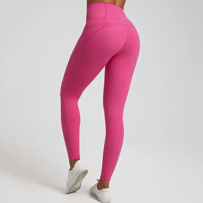 Seamless Nude Yoga Pants for Women - 3 Pocket High Waisted Gym Leggings with Push Up Effect | Perfect for Workouts, Running & Lounge Wear
