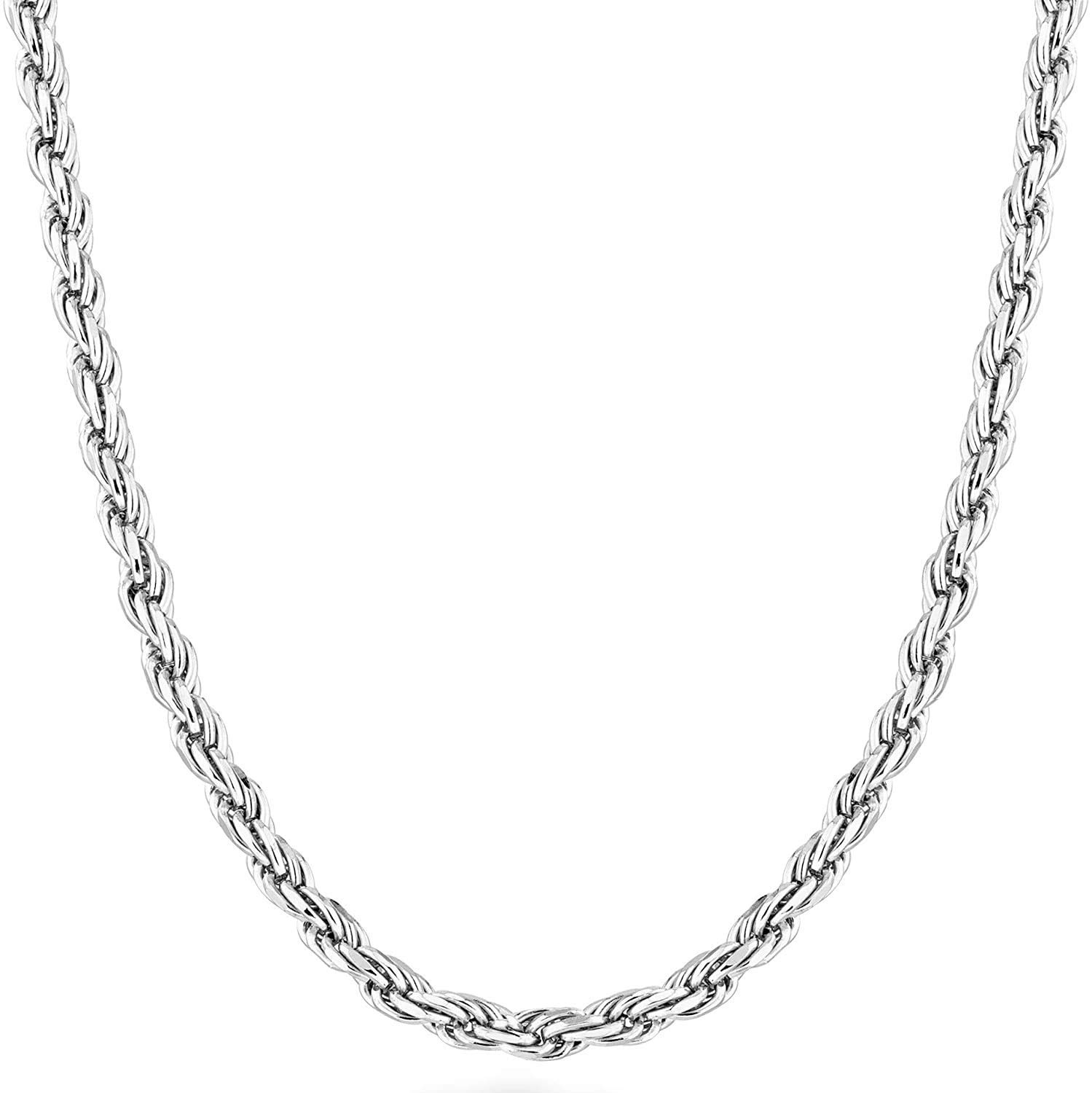 Savlano 925 Sterling Silver 3.5mm Italian Rope Chain Necklace for Men & Women - Diamond Cut Twist Link, Solid Silver Jewelry with Gift Box - Made in Italy - Perfect for Gifts, Anniversaries & Everyday Wear