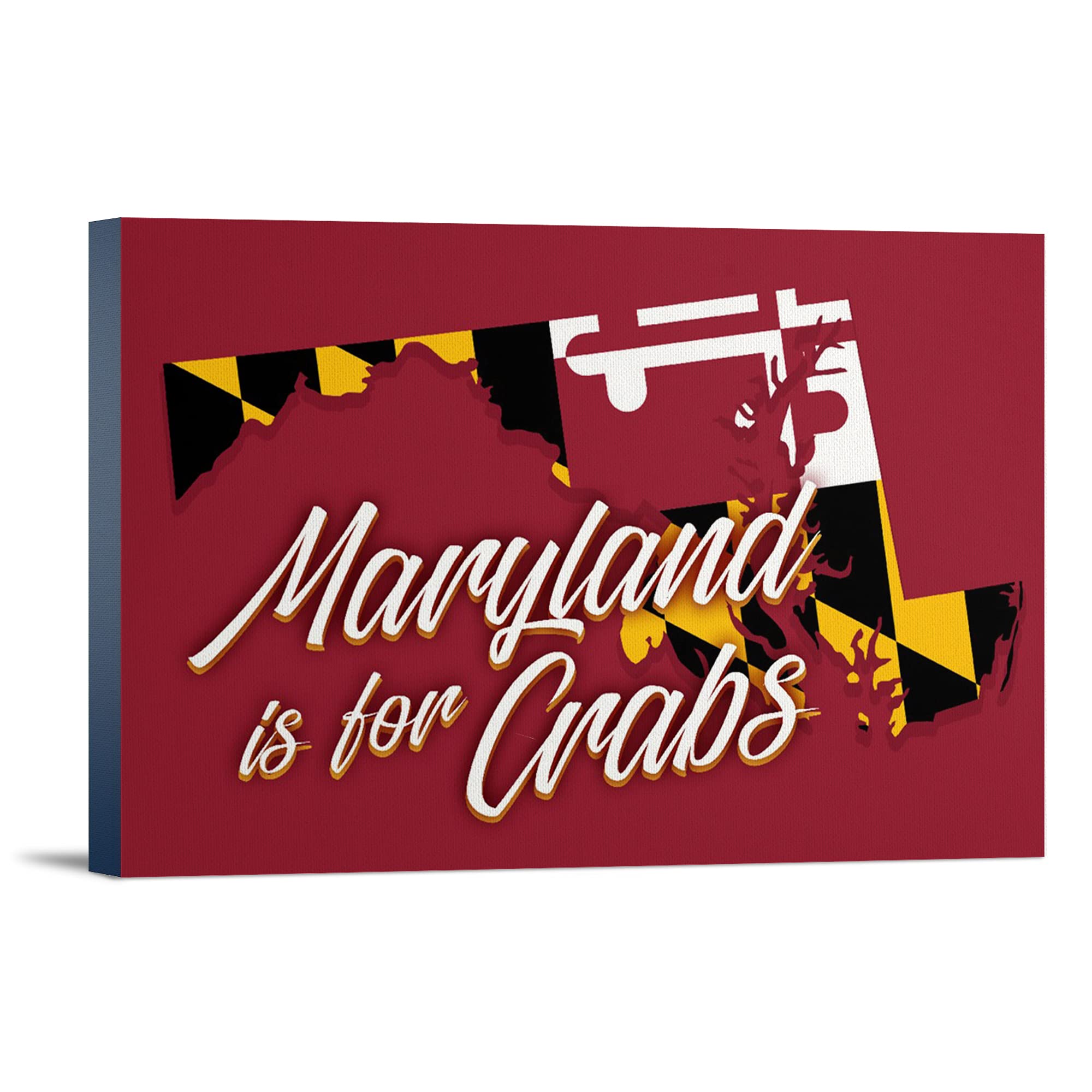 Lantern Press Maryland is for Crabs State Outline Art - 12x18 Wrapped Canvas Wall Decor for Living Room, Bedroom & Office