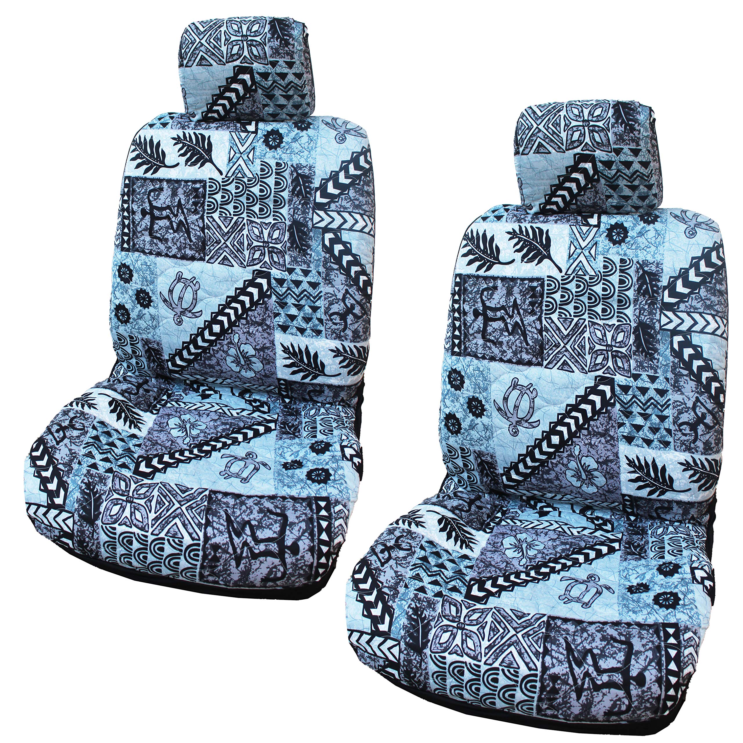 Hawaiian Original Tapa Design Gray Separate Headrest Car Seat Covers - Premium Car Interior Accessories for Comfort & Style | Perfect for SUVs, Trucks & Sedans