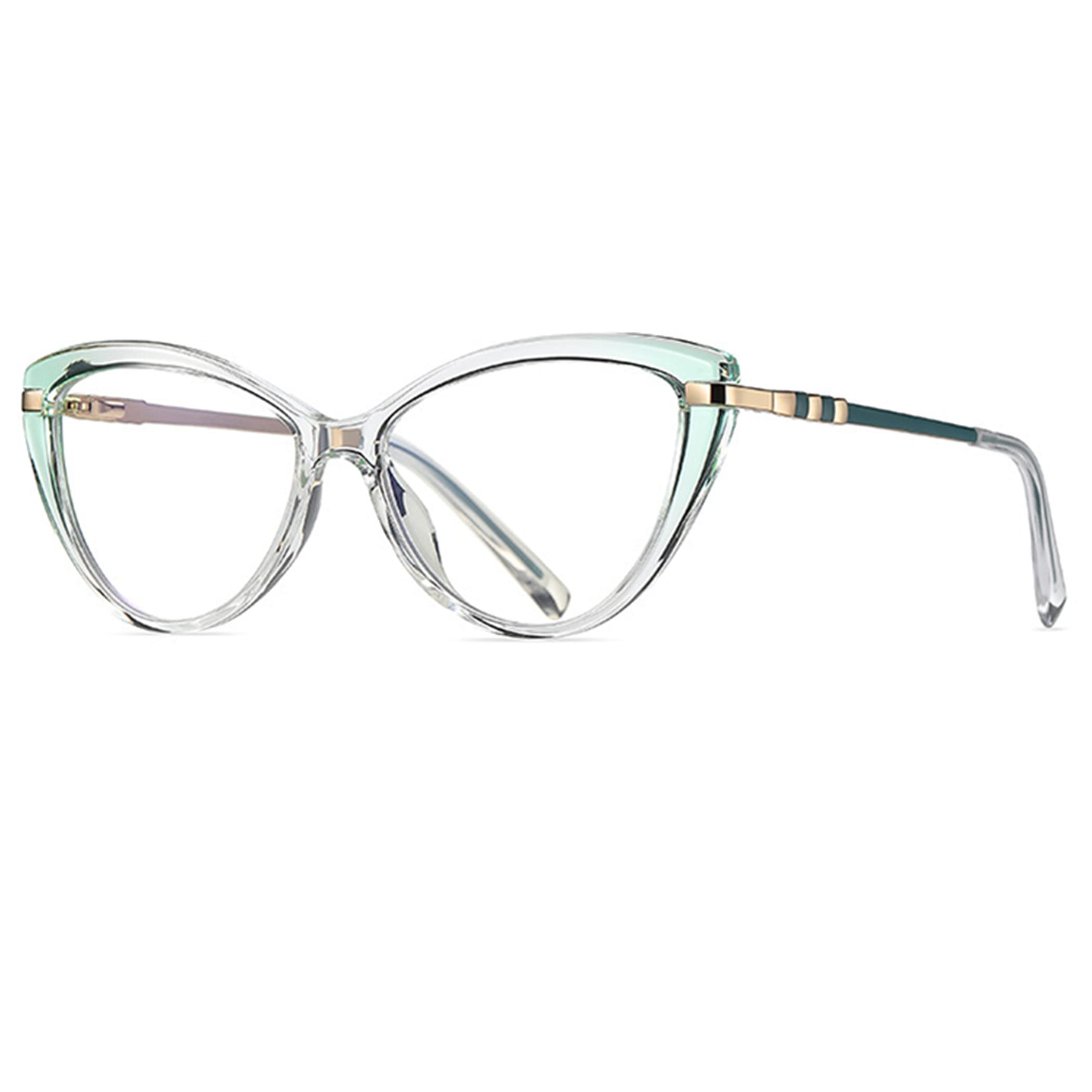 Bullabulling TR90 Blue Light Blocking Computer Glasses - Vintage Cat Eye Metal Frame Reading Glasses for Women - Reduce Eye Strain for Office Work & Screen Time