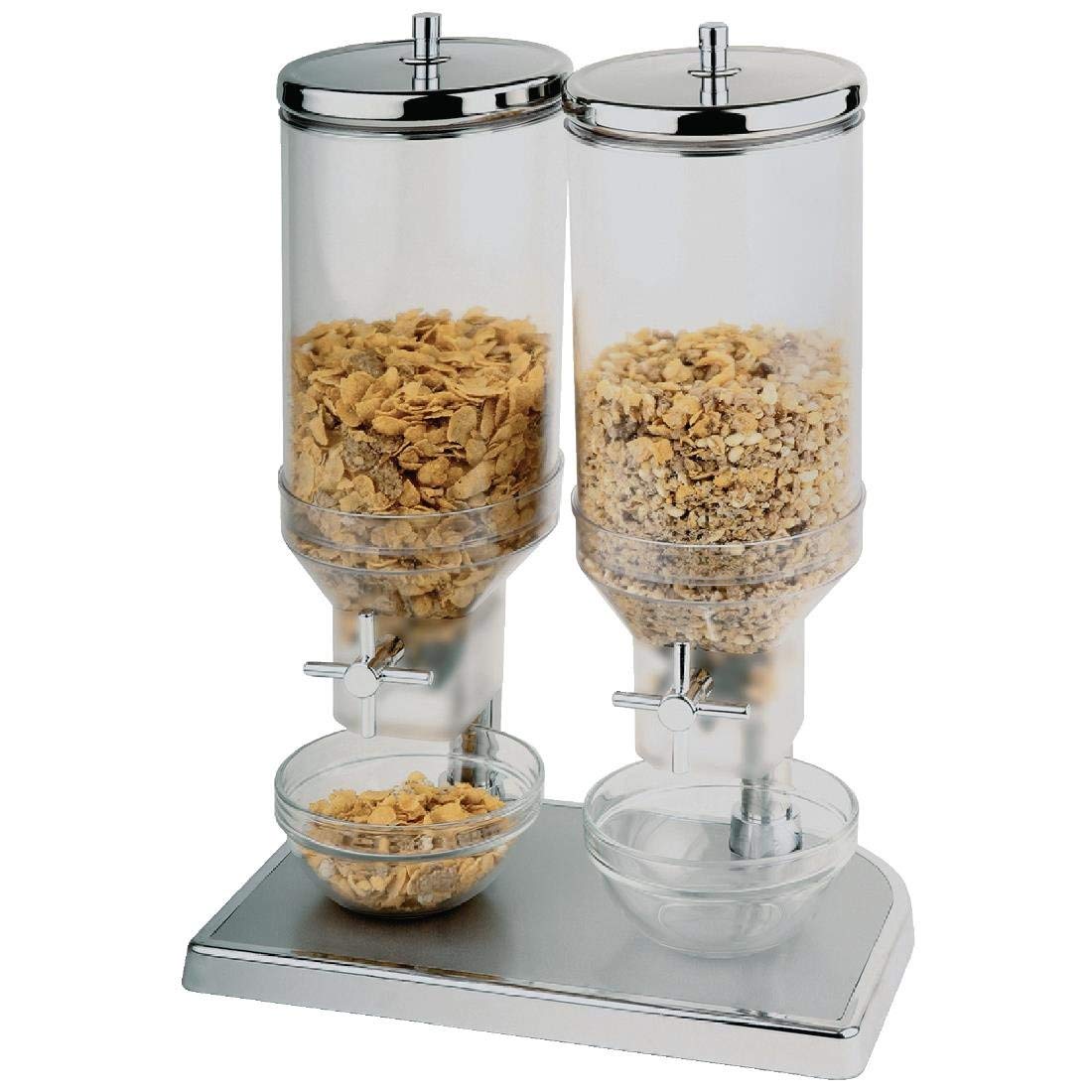 CF268 Double Cereal Dispenser - 2 Compartment Breakfast Food Storage Container for Kitchen & Pantry Organization | Perfect for Cereal, Snacks, Granola, Nuts (BPA-Free, Easy Pour Spout)