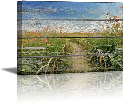 ZENDA Abstract Canvas Wall Art - Modern Garden Trail Painting for Home Decor, Framed & Ready to Hang - Perfect for Bedroom, Living Room & Office Spaces