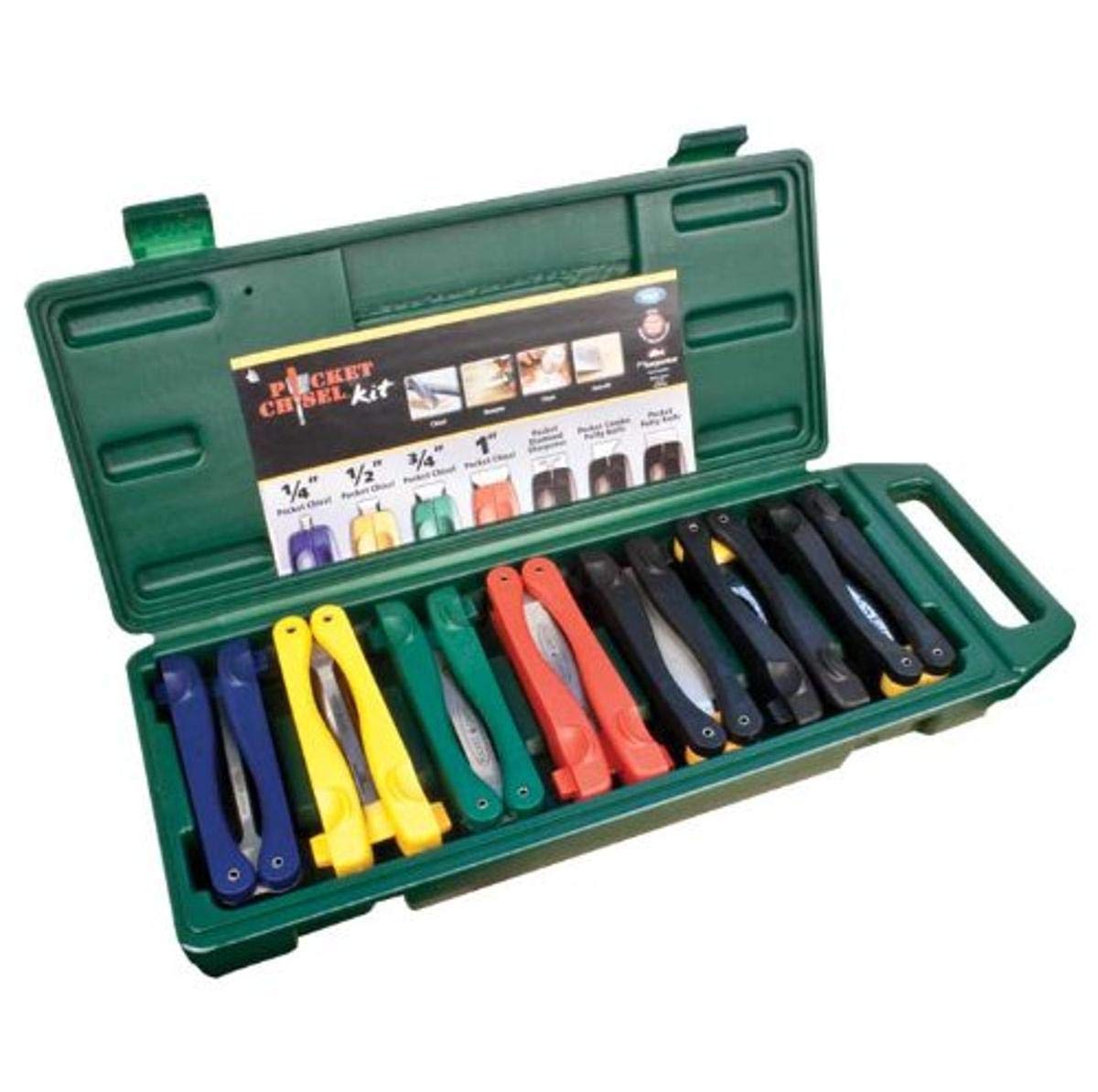 FastCap Pocket Wood Chisels Tool Kit - Foldable Nylon Handle, Precision Tool Steel (56-58 Rockwell Hardness) for Carpentry & Woodworking - Perfect for DIY Projects, Furniture Making, and Fine Wood Carving - Model 80559
