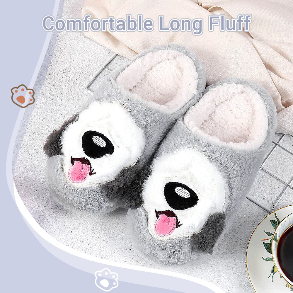 Cozy Fuzzy Animal Slippers for Women & Kids - Non-Slip Memory Foam Indoor House Shoes | Cute Christmas Slippers (Dog, Puppy, Polar Bear, Reindeer Designs) - Perfect for Winter, Bedroom, Lounge & Gift Giving