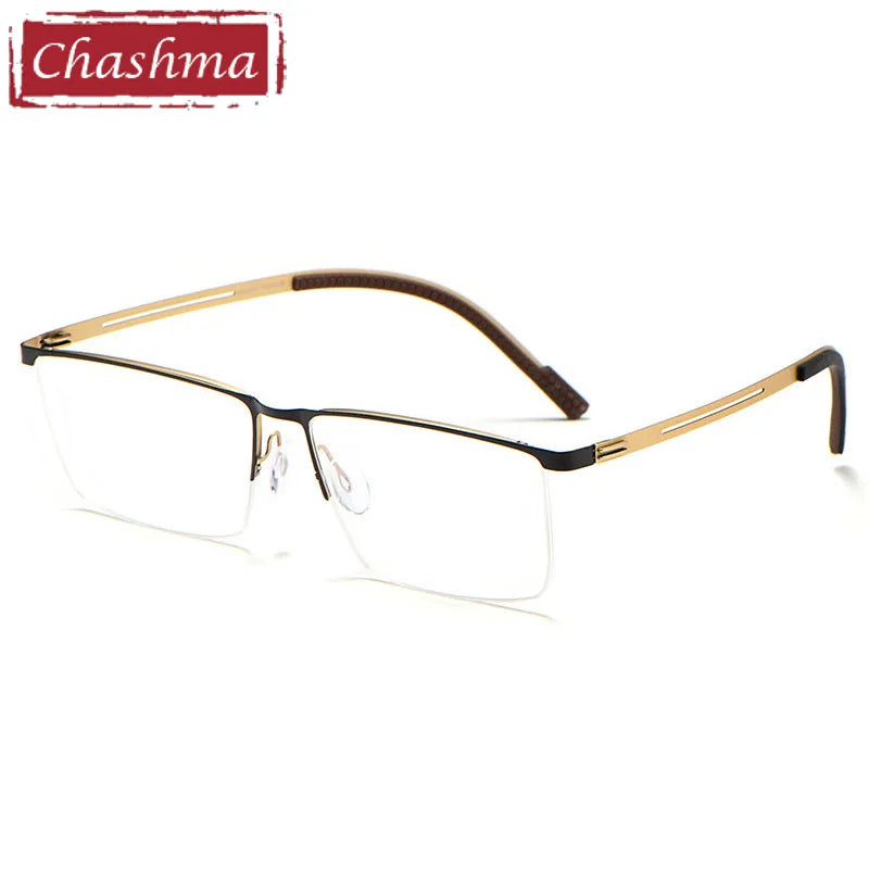 Stylish Men's Semi-Rim Square Brow Line Alloy Eyeglasses Frame 10129 - Perfect for Office, Reading & Fashion Accessories