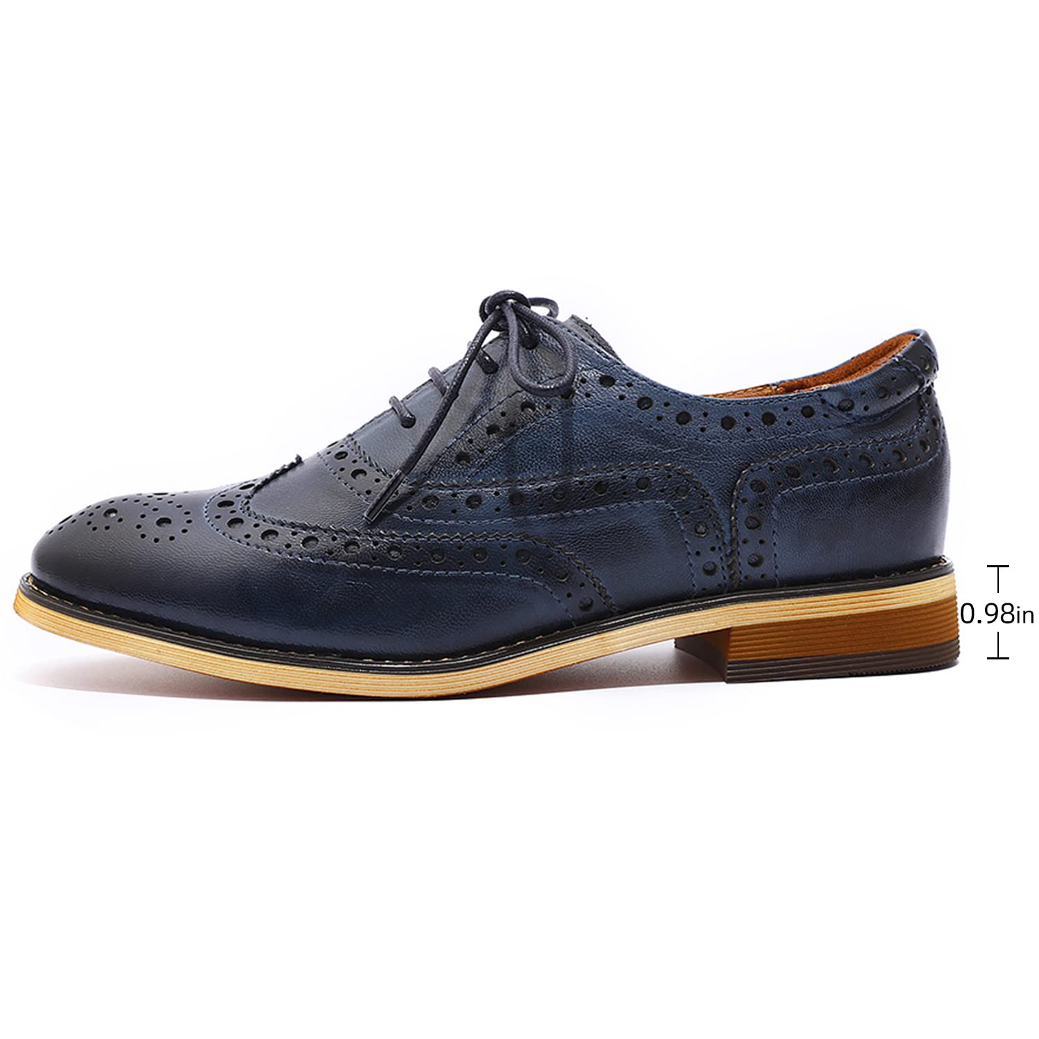 Stylish Women's Leather Wingtip Oxford Shoes - Perforated Lace-Up Brogue Design for Ladies | Perfect for Office, Casual Wear & Special Occasions