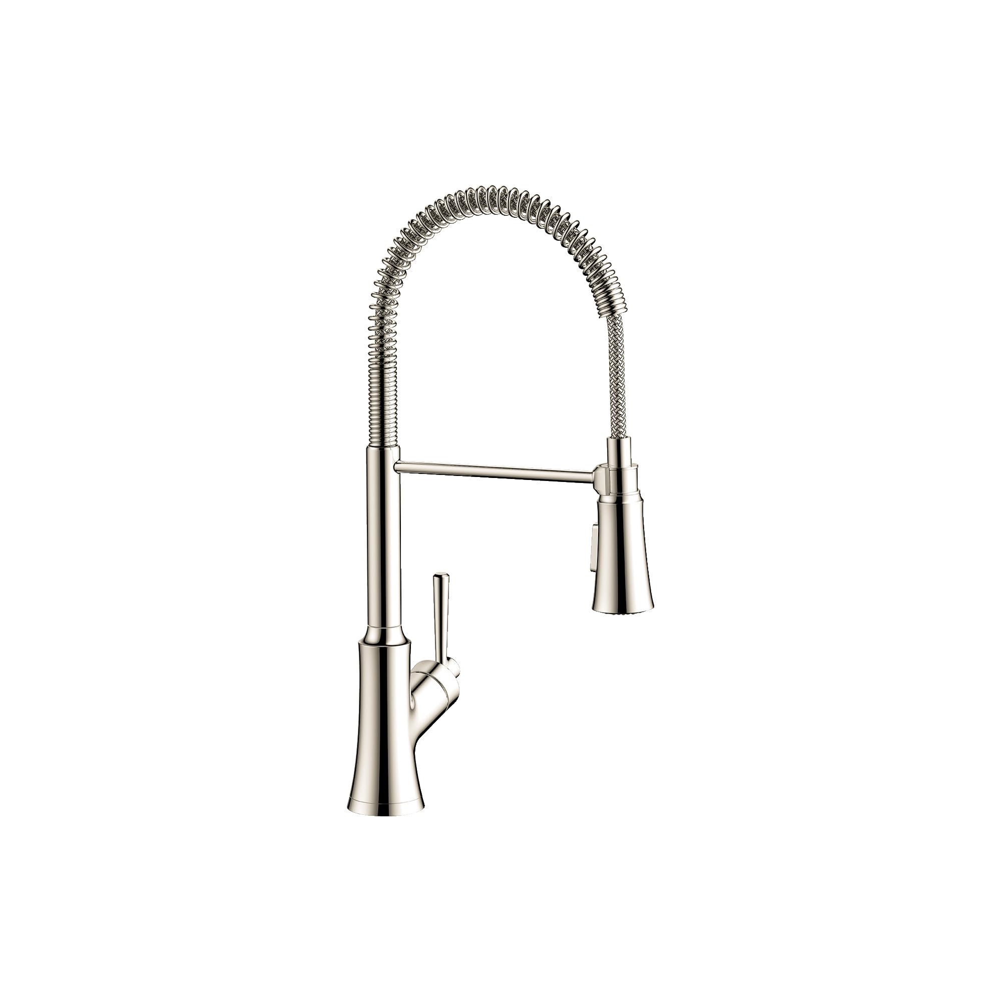 hansgrohe Joleena Brushed Nickel Commercial Kitchen Faucet with Pull Down Sprayer, 19.3-Inches Tall, Polished Nickel 04792830, Ideal for Restaurant and Home Kitchen Sinks