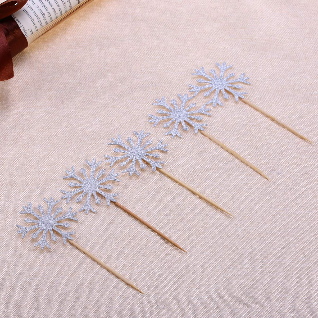 FOMIYES 60pcs Snowflake Cupcake Toppers - Elegant Wedding Cake Decorations, Dessert Toppers, Floral Picks for Baby Shower & European American Style Parties | Perfect for Wedding Cakes, Cupcakes, Dessert Tables & Holiday Celebrations