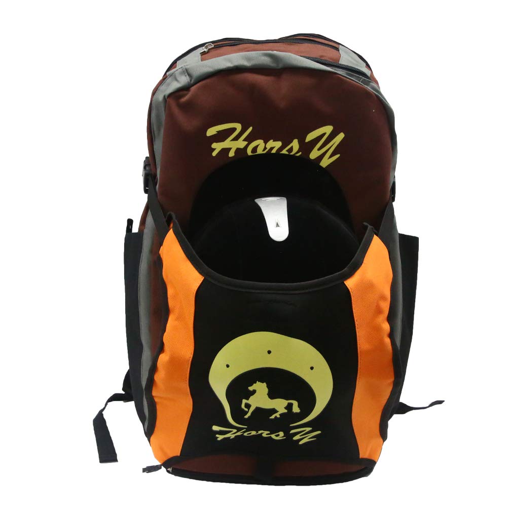 UNISTRENGH Professional Equestrian Backpack - Waterproof Horse Riding Boot Bag & Helmet Storage with Hat Compartment for Show Jumping, Dressage & Trail Riding | Perfect for Competitions & Training