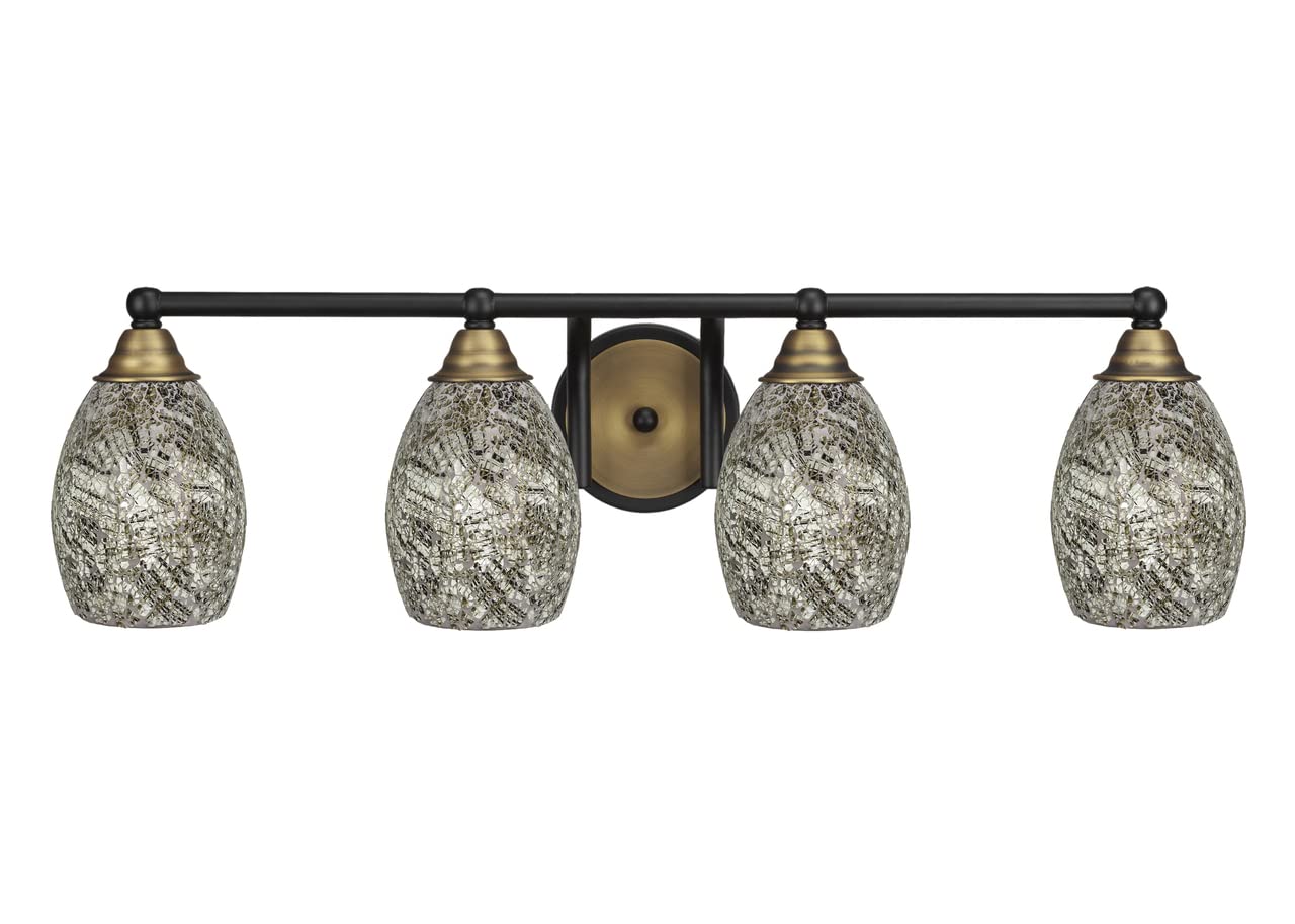 Toltec Lighting Paramount 4-Light Bathroom Vanity Light Fixture - Matte Black & Brass Finish (3424-MBBR-5054) - Perfect for Modern Bathrooms, Powder Rooms & Spa Retreats
