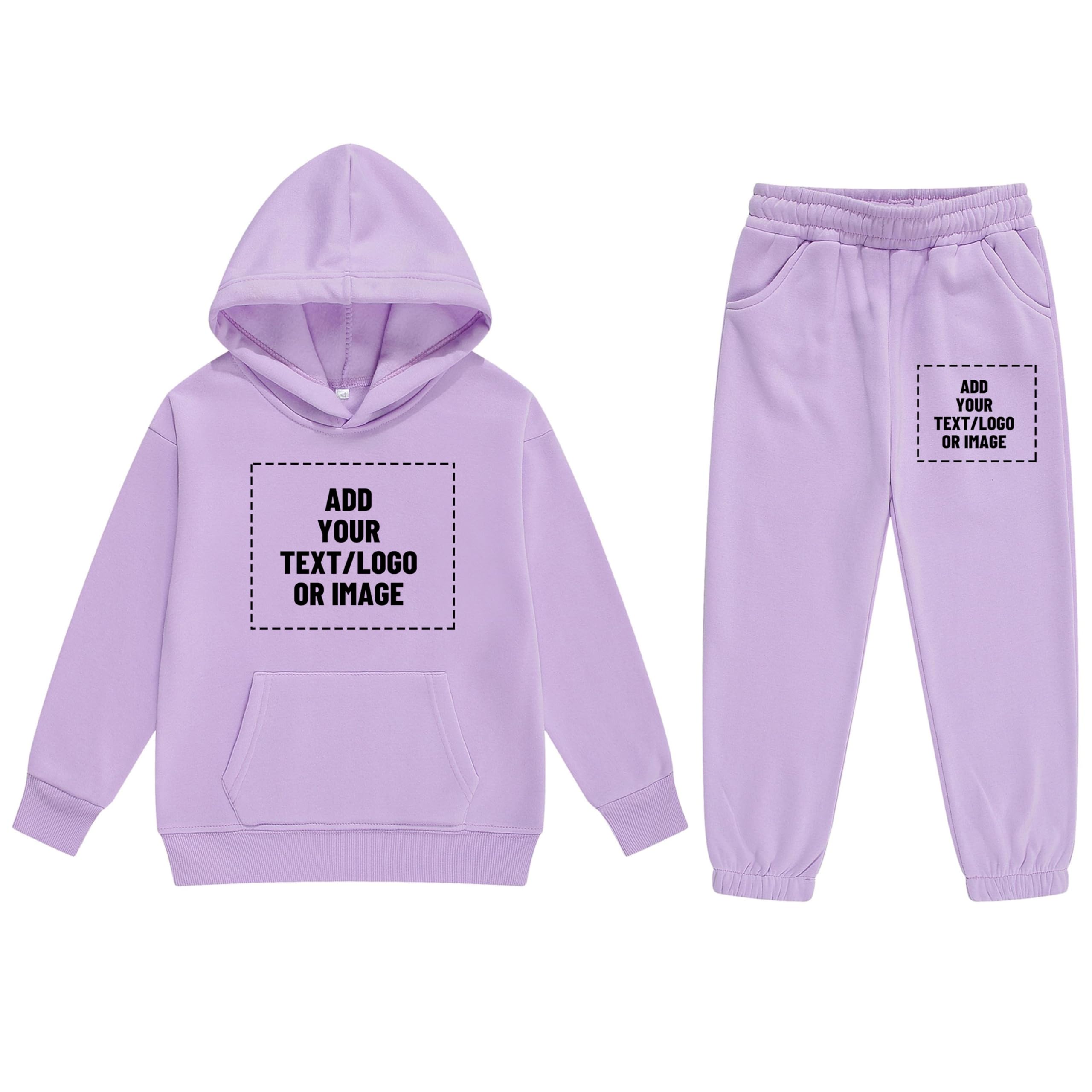 Custom 2-Piece Boys & Girls Sweatsuits - Personalized Hoodie & Sweatpants Set with Text/Image Printing | Great for Family Matching Outfits, School Spirit Wear & Birthday Gifts