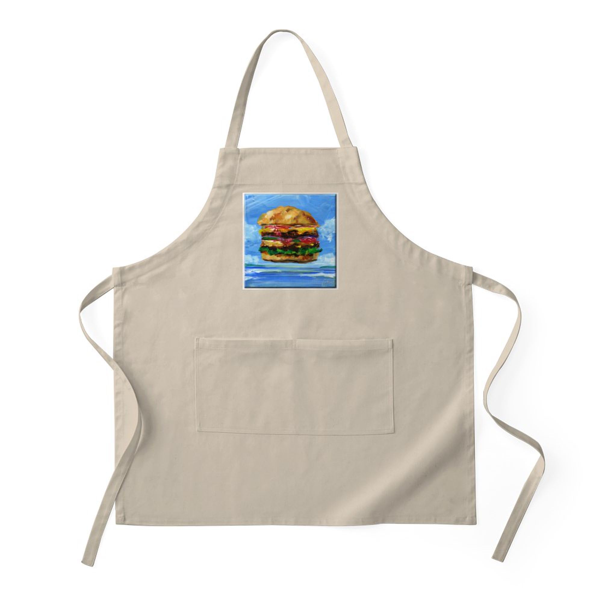 Cheeseburger In The Tropics Kitchen Apron with Pockets - BBQ Grilling & Baking Apron for Cooking, Hosting & Outdoor Parties - Funny Novelty Gift for Chefs & Grill Masters