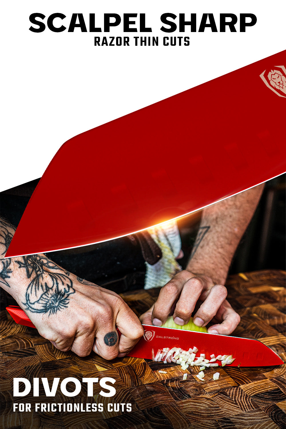Premium 7-Inch Santoku Knife - Shadow Black Series | RED Edition by Dalstrong | Japanese Style Kitchen Knife for Slicing, Dicing & Chopping Vegetables, Meat & Fish