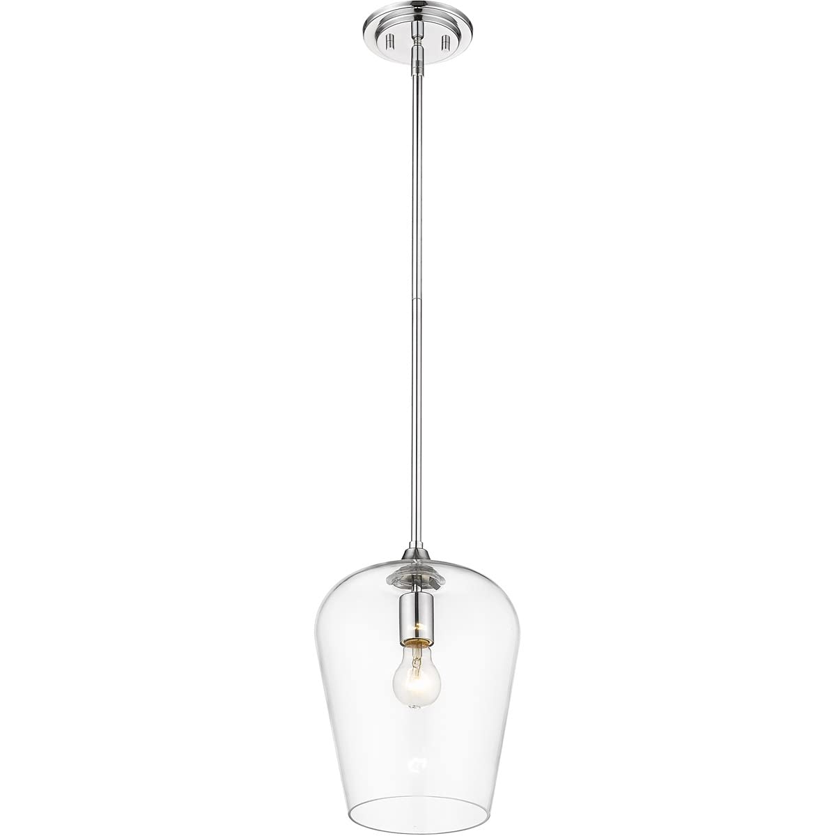 Z-Lite 473P9-CH Modern Single Light Pendant Fixture for Dining Room, Kitchen Island & Entryway - Brushed Nickel Finish with Clear Glass Shade