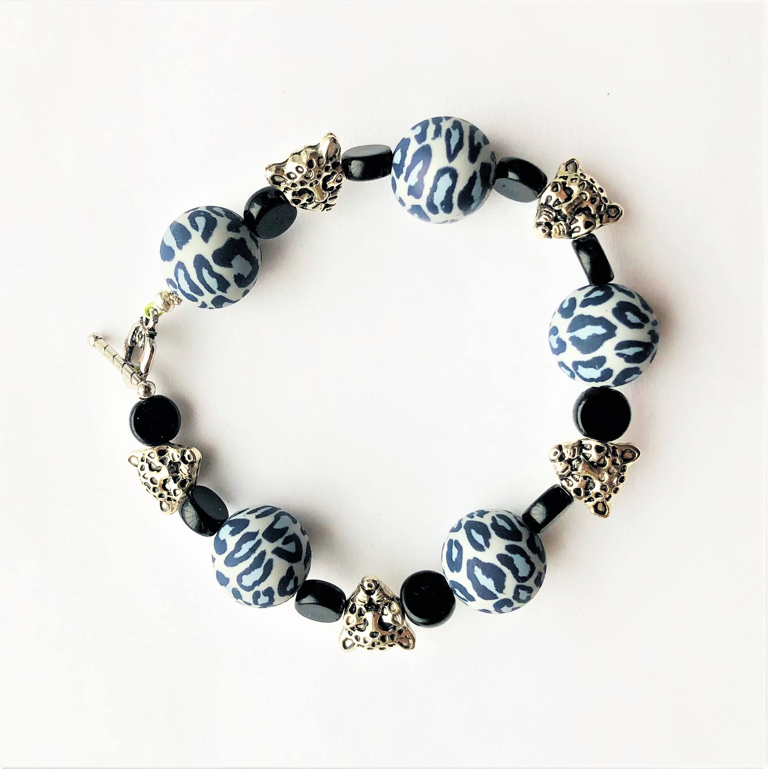 Leopard Head Bracelet for Women - Silver Plated Panther Beads Jewelry for Wild Animal Lovers | Perfect Gift for Her