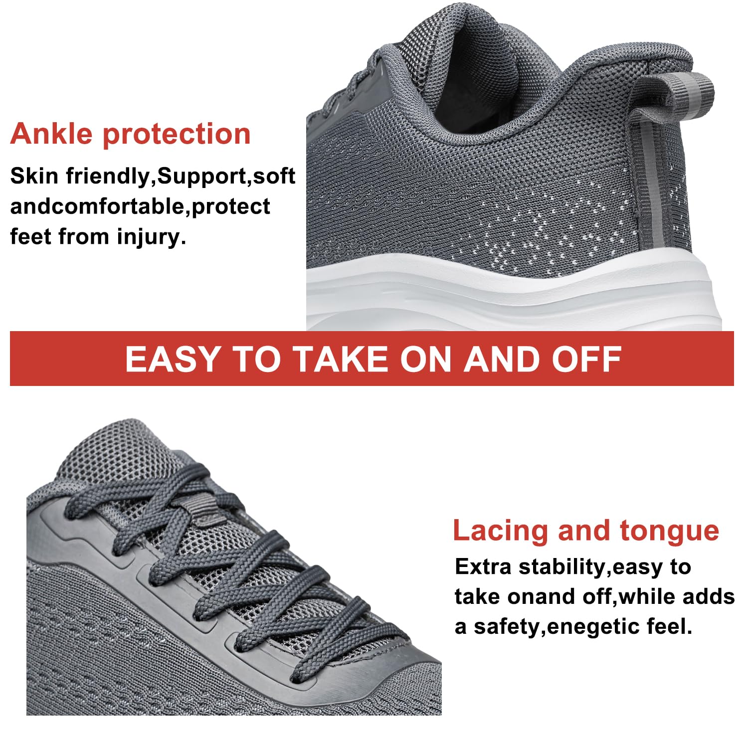 Women's Lightweight Slip-On Running Shoes - Breathable Walking, Tennis, Gym & Workout Sneakers for Women - Perfect for Jogging, Training & Casual Wear