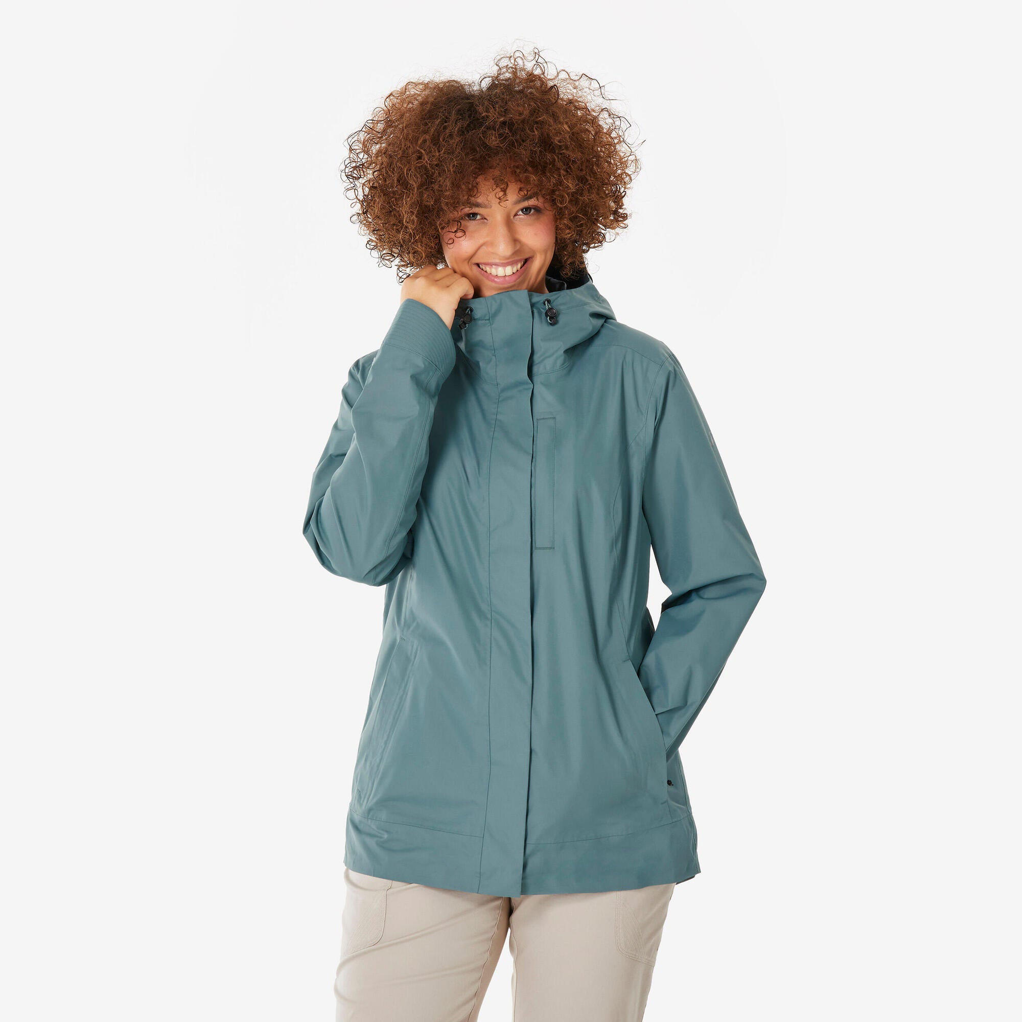 Quechua Women’s NH500 Waterproof Hiking Rain Jacket - Lightweight Windproof Outdoor Coat for Trekking, Camping & Mountain Adventures