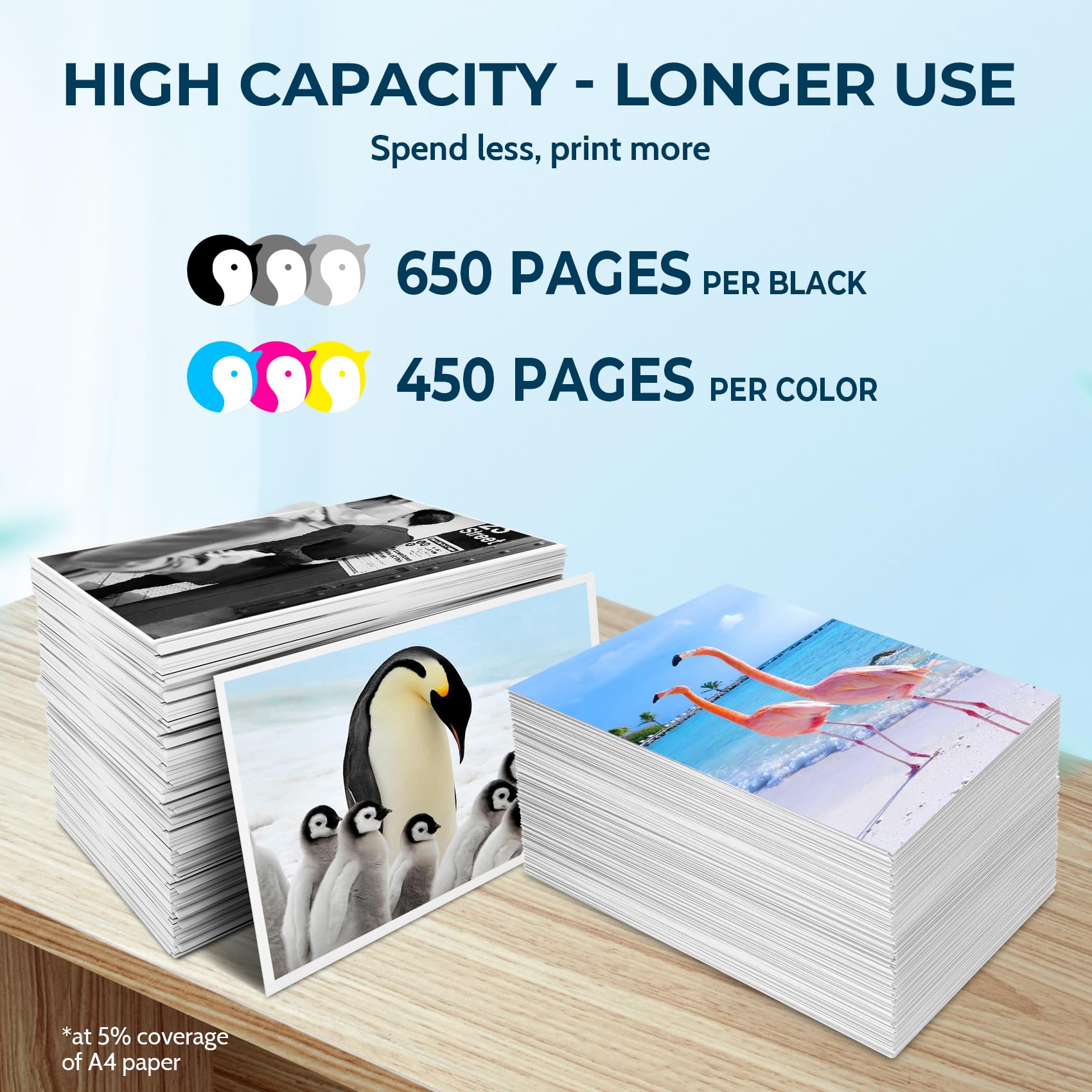 HP 304 XL Compatible Ink Cartridge Replacement - Black & Color - Works with Deskjet 3760/3700/2630/2632/2634/3750/3735 & Envy 5020/5030/5032/5010/5058/AMP 120 Printers - High-Quality Penguin 304 XL Replacement Ink for Home & Office Printing