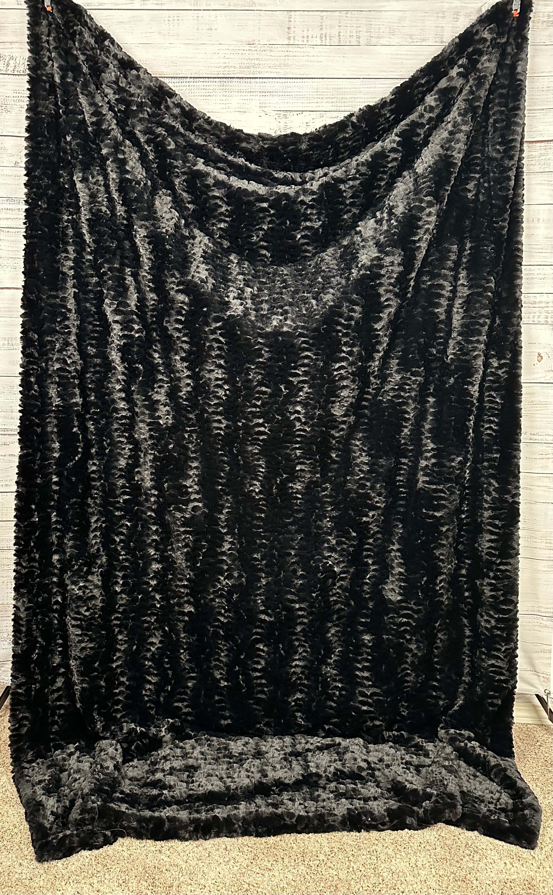 Premium Black Florence XL 57x85 Inch Double Luxe Extra Plush Minky Blanket - Ultra Soft 30mm Thick Fleece Throw for Bed, Couch & Cozy Home Decor