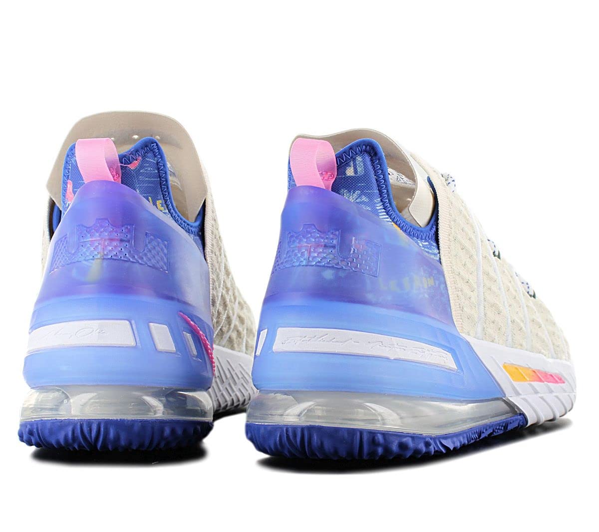 Nike LeBron 18 Basketball Shoes for Men - Light Cream/Game Royal-Spiral - Size 10.5 - High-Performance Court Shoes for Basketball Games & Training