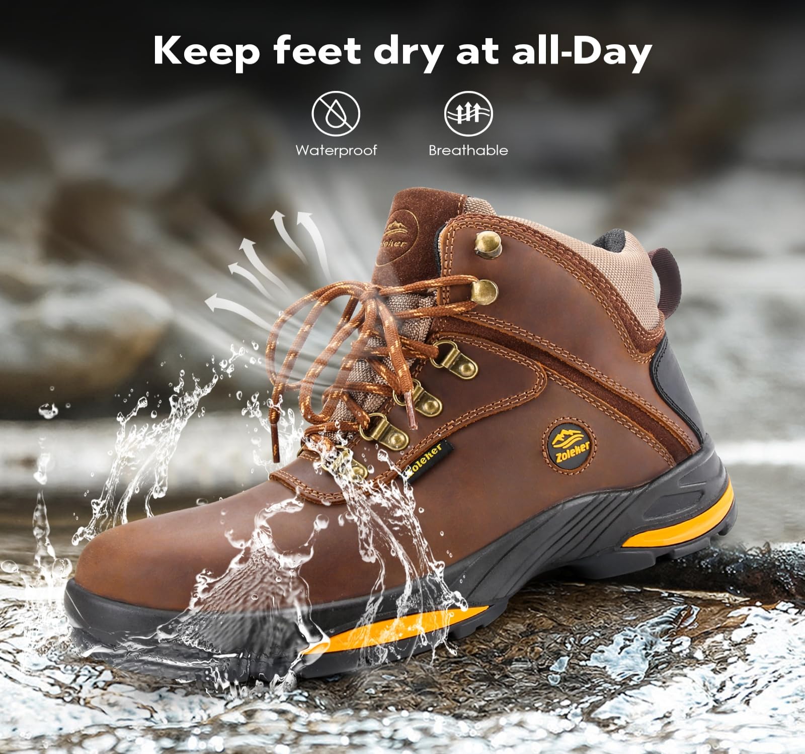 **Men's Waterproof Winter Hiking Boots - Brown Trekking Shoes for Outdoor Adventures, Snow & Trail Hiking**