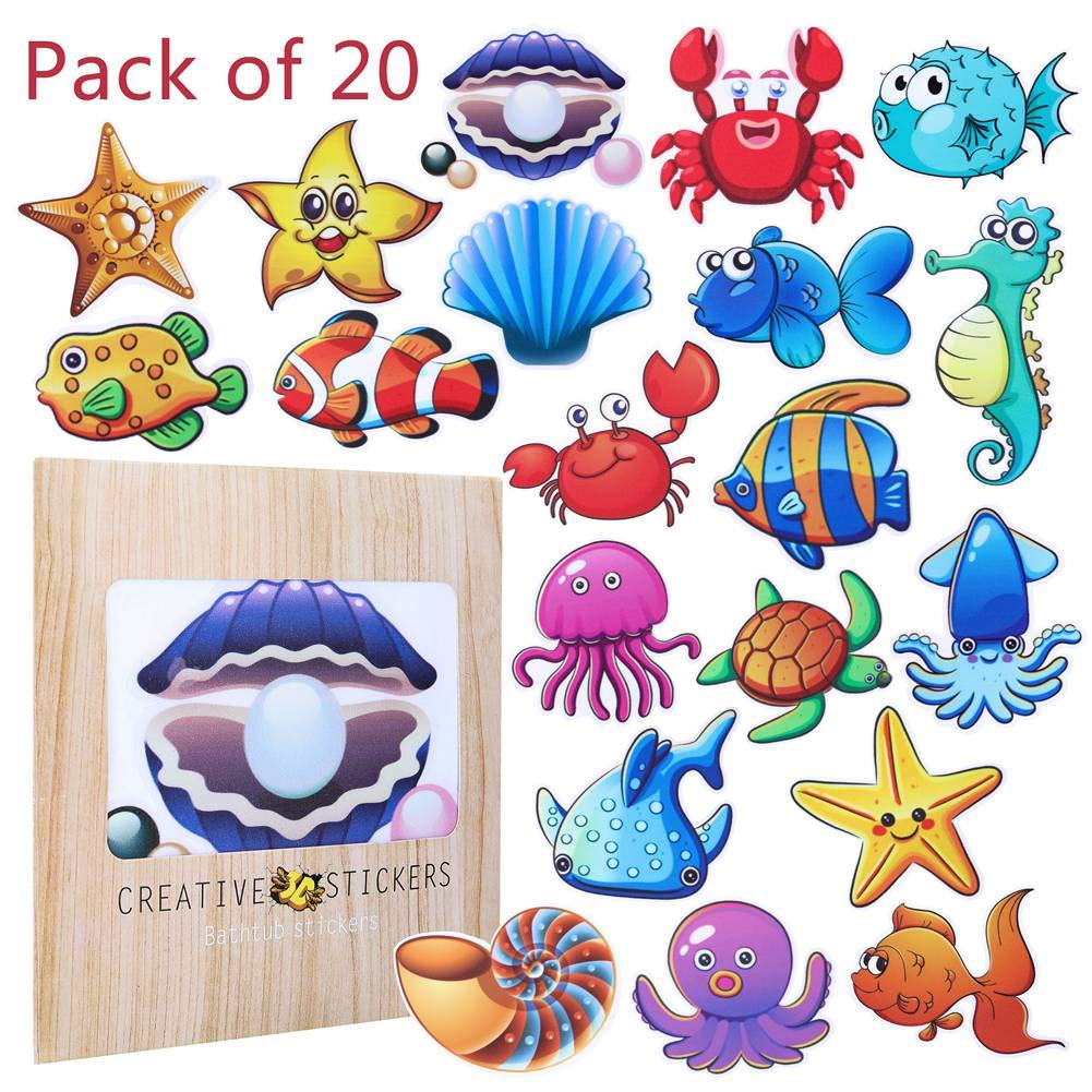 20 PCS Non-Slip Bath Stickers for Kids - Strong Adhesive Bathtub Safety Stickers for Toddlers & Babies - Perfect for Bath Time Fun and Safety in Showers, Tubs, and Pools