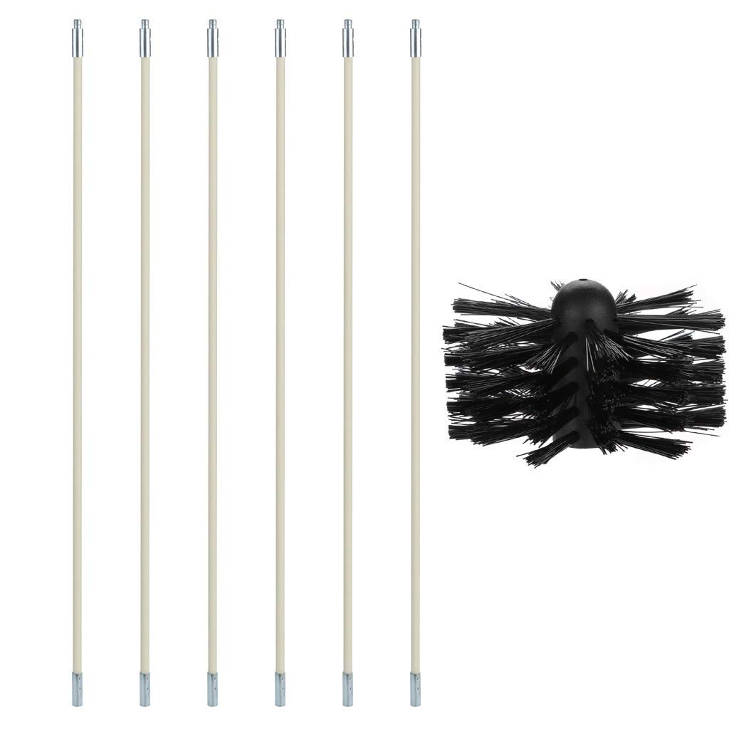 12-Head Dryer Vent Cleaning Brush Kit - Extendable Lint Remover for Fireplace, Window, and Duct Cleaning - Synthetic Cleaning Supplies (White, One Size) - Perfect for Home Maintenance and HVAC System Care