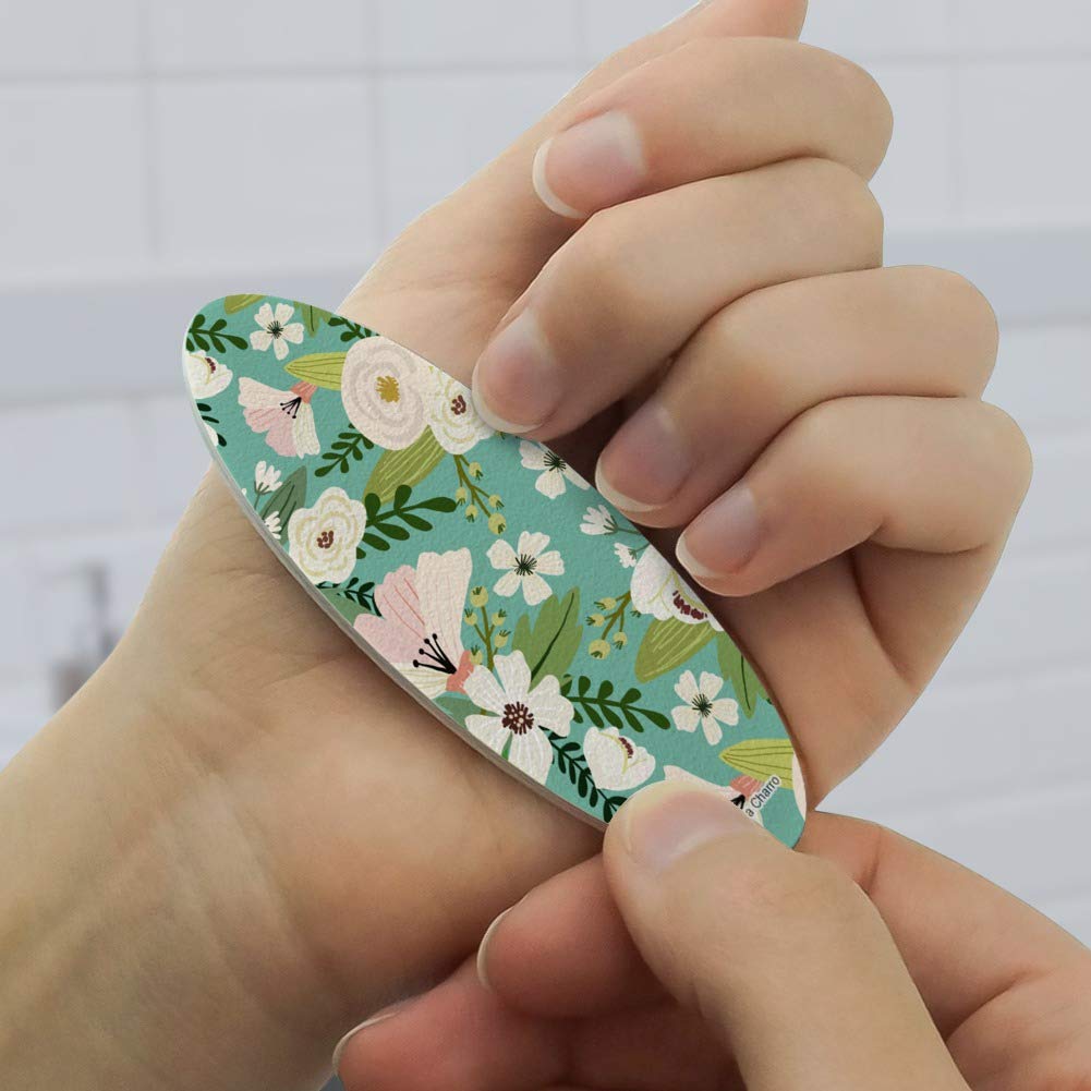 Yuri Spring Flowers Double-Sided Oval Nail File Emery Board Set - 4 Pack Professional Nail Care Tools for Manicure, Pedicure & Travel | Perfect for Home, Salon & On-the-Go Nail Maintenance